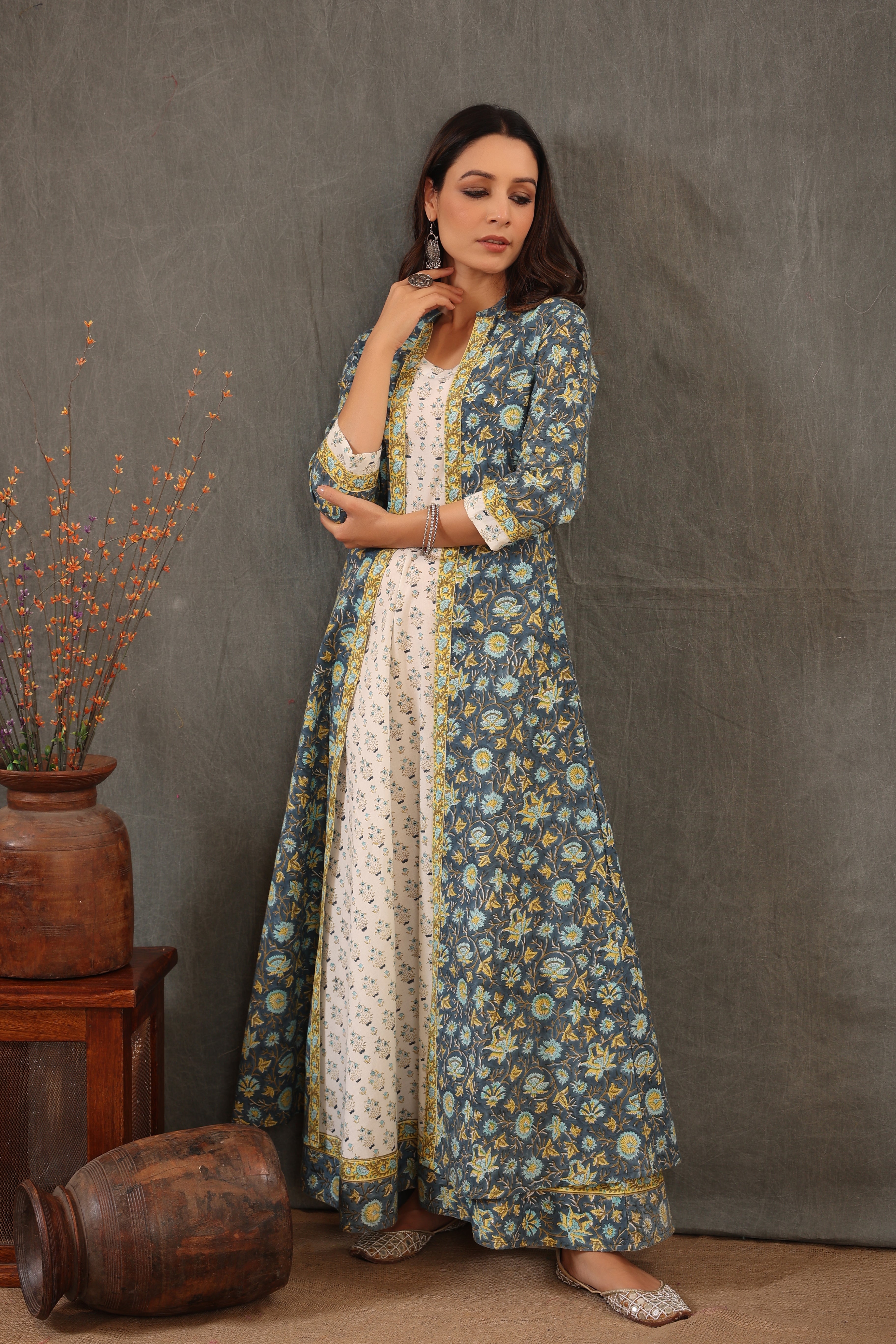 Cobalt Blue and lemon yellow double layered dress