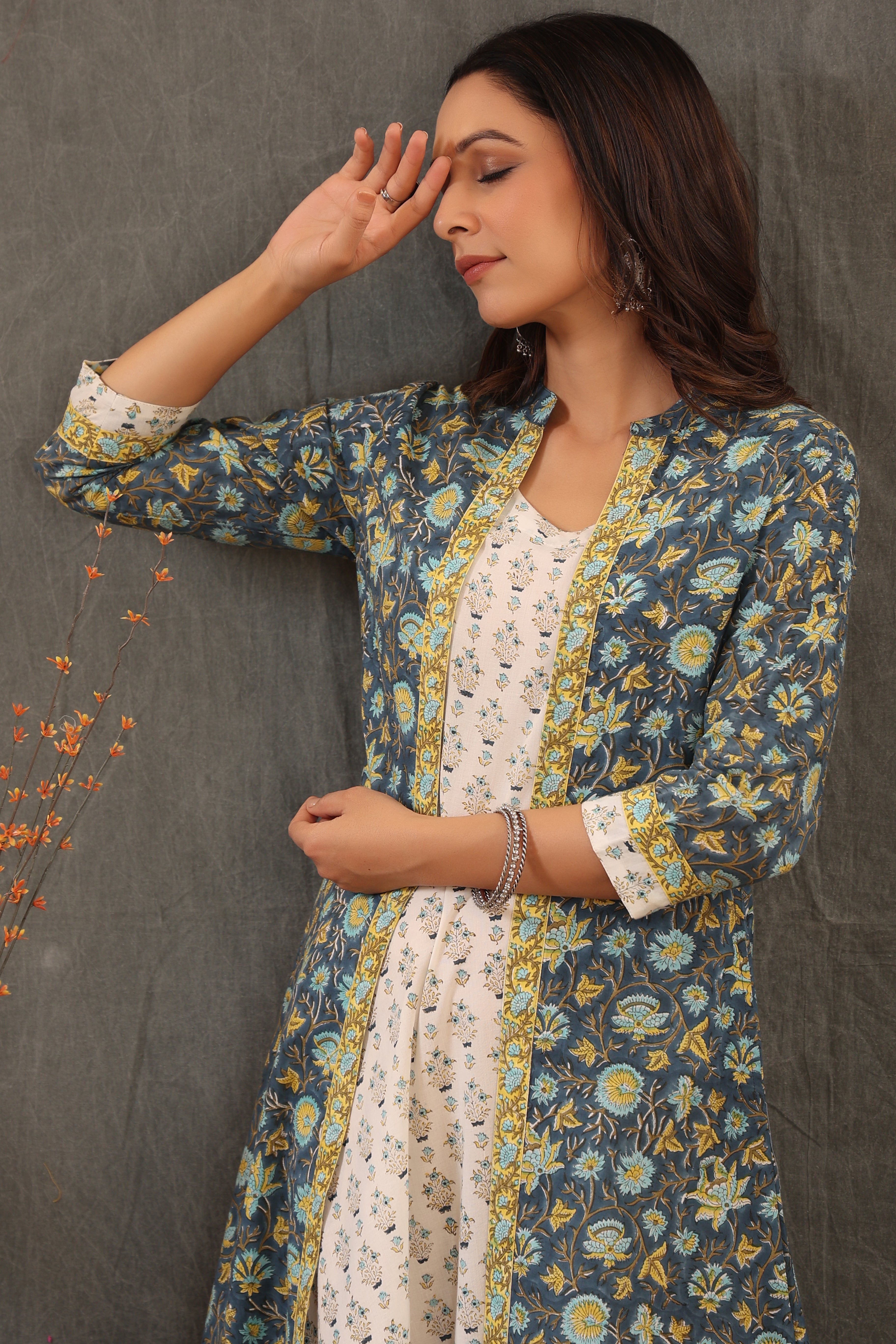 Cobalt Blue and lemon yellow double layered dress