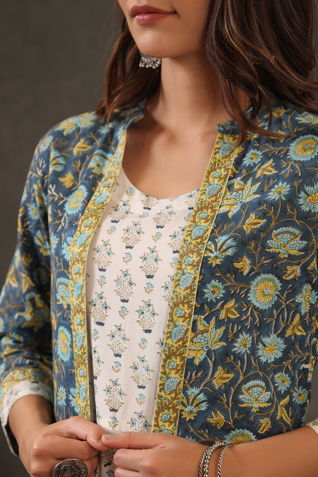 Cobalt Blue and lemon yellow double layered dress