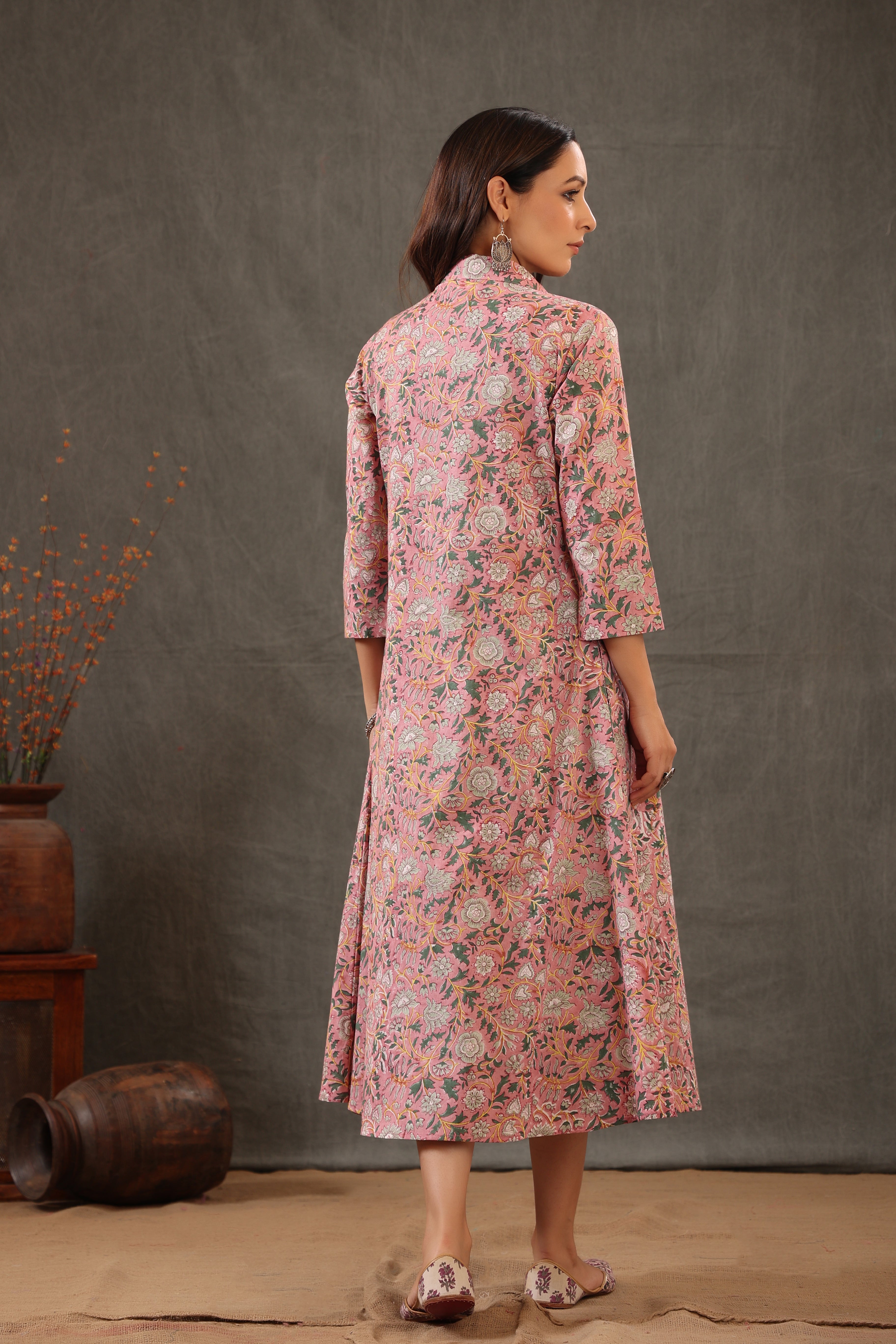 Salmon Pink with Mint Green Double Layered Dress