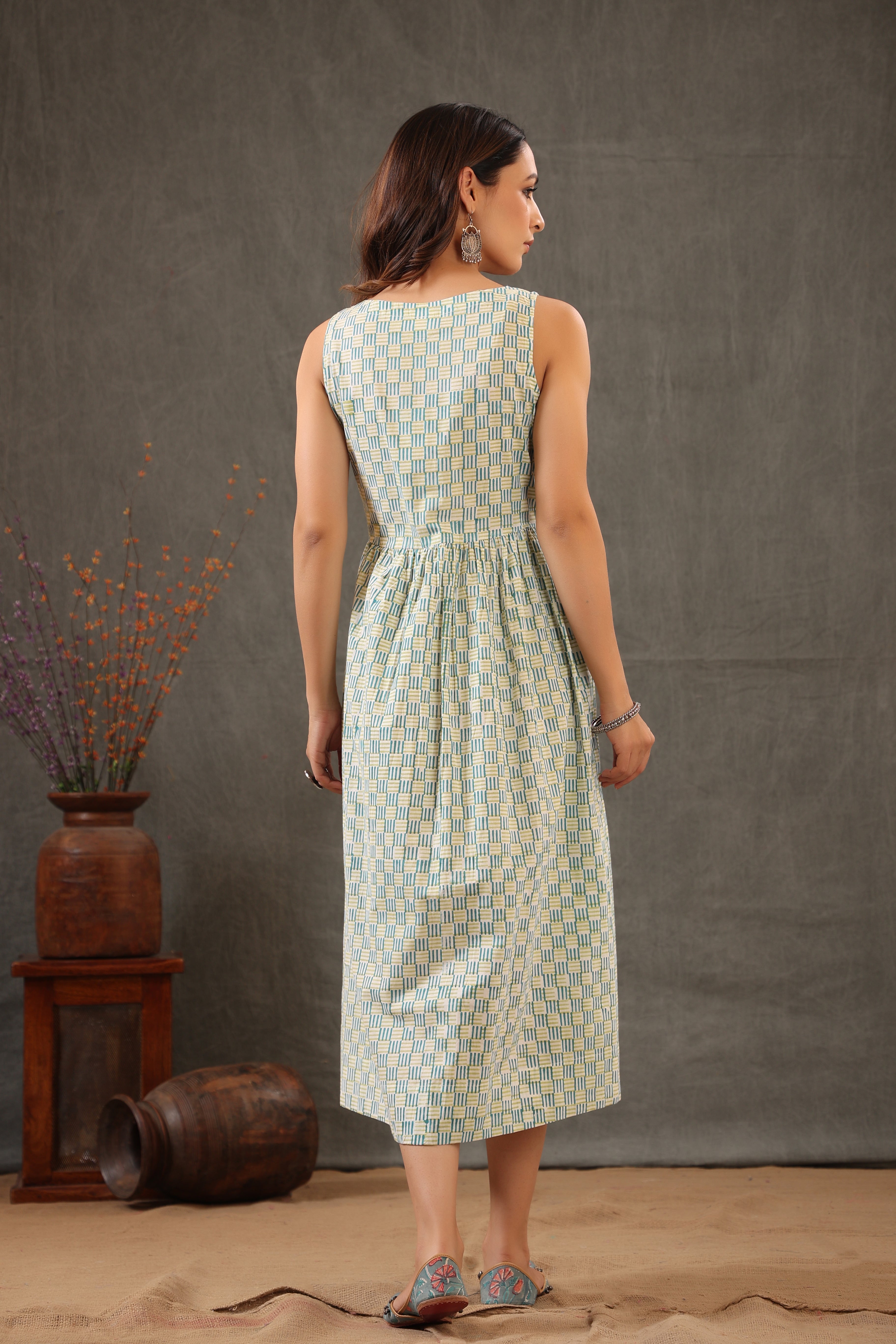 Cerulean Blue with teal green Double layered dress