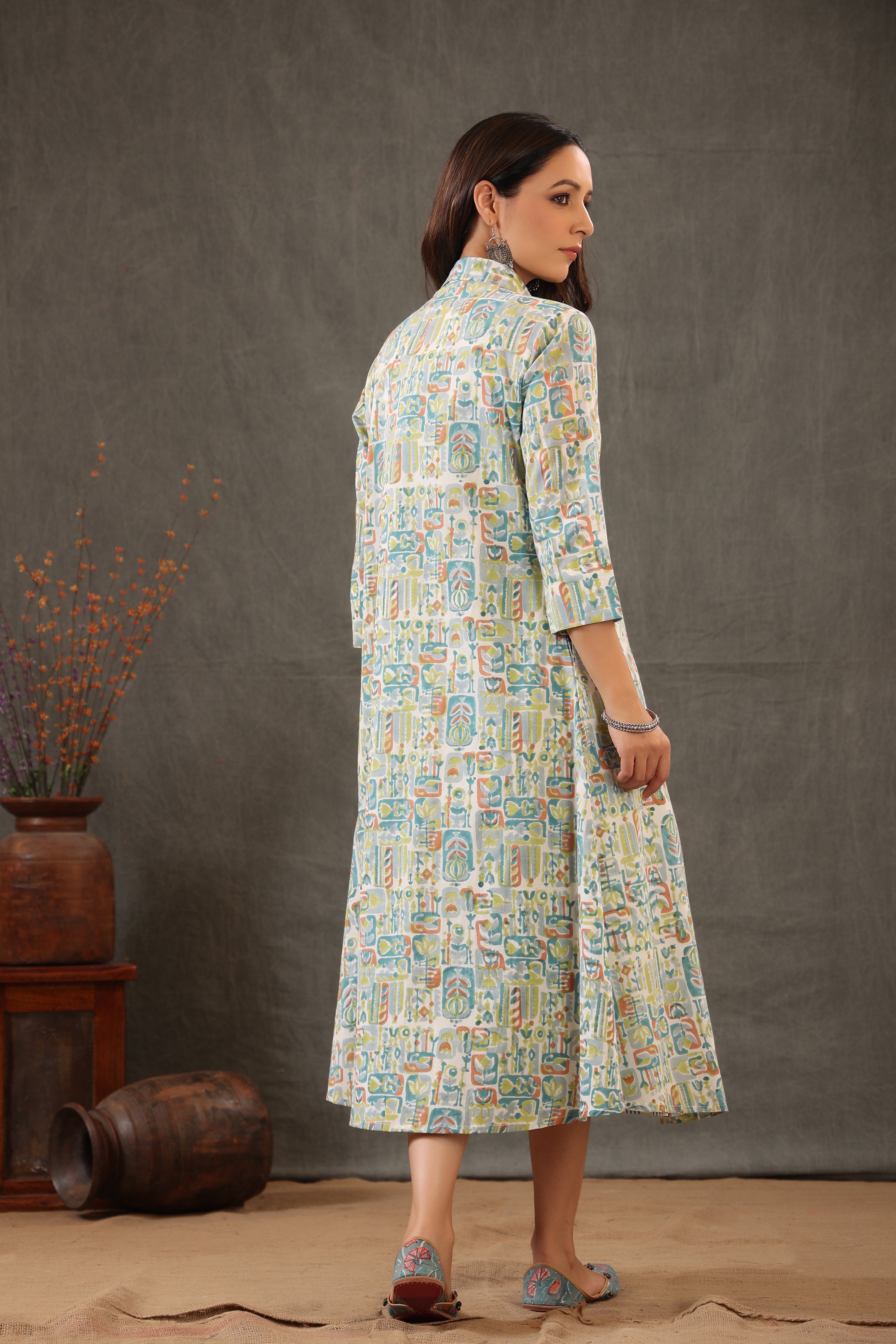 Cerulean Blue with teal green Double layered dress