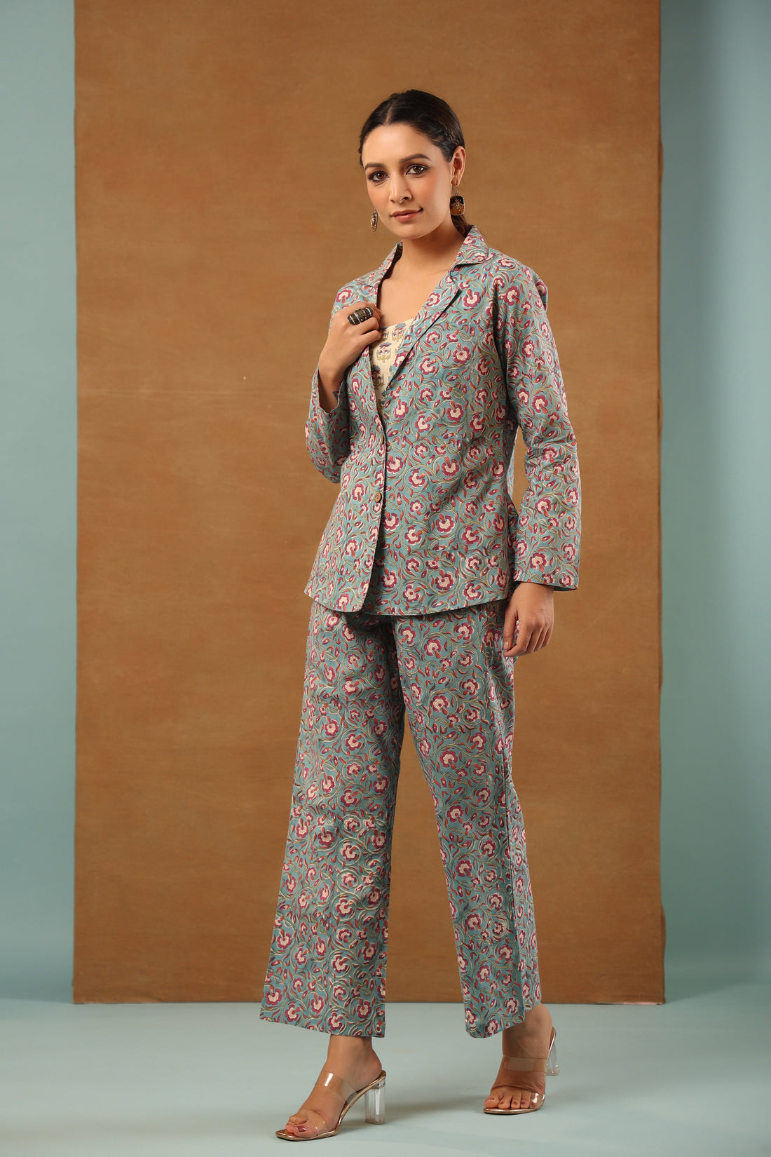 Steel Blue 3 Pcs Co-Ord set