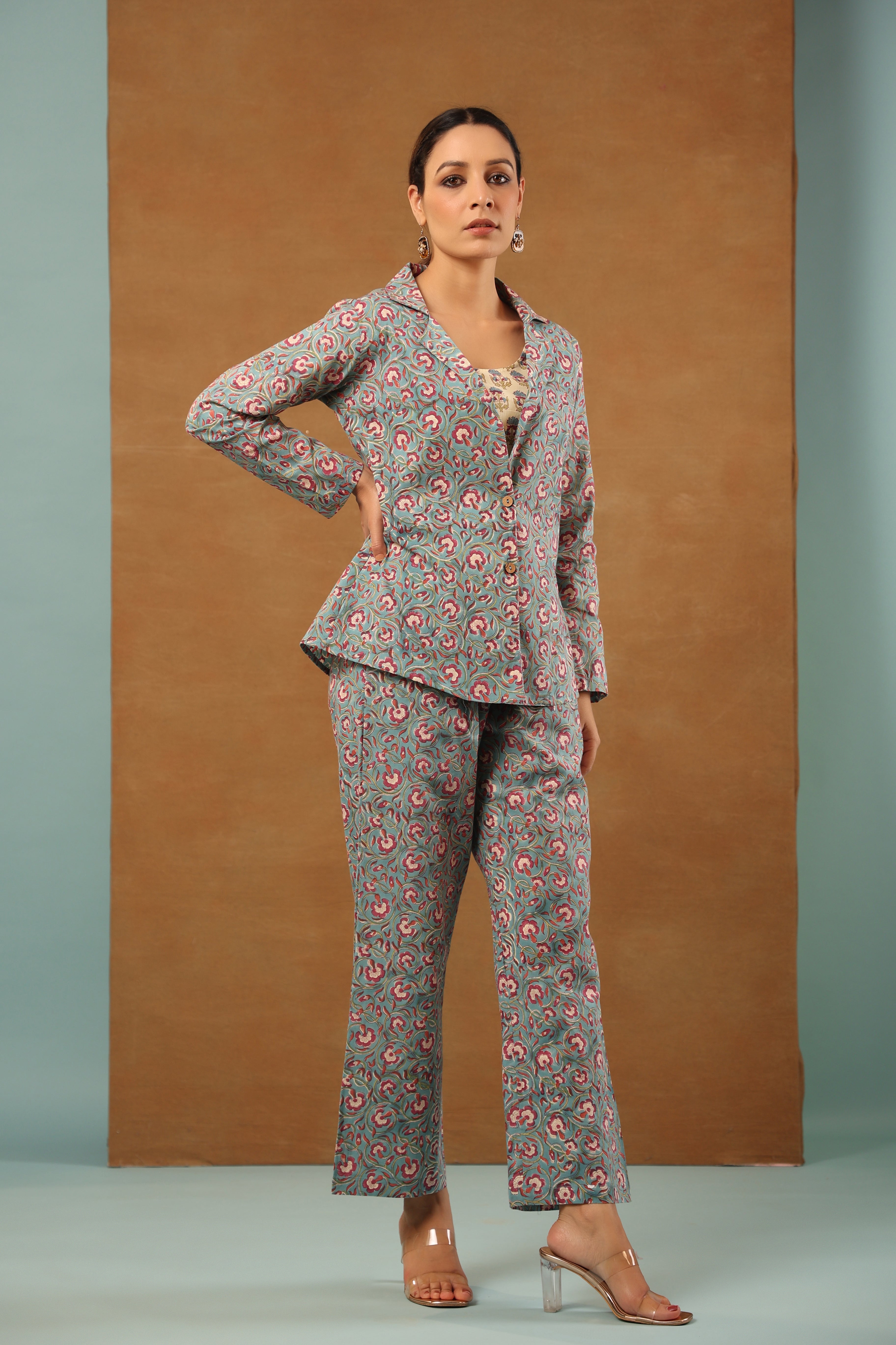 Steel Blue 3 Pcs Co-Ord set