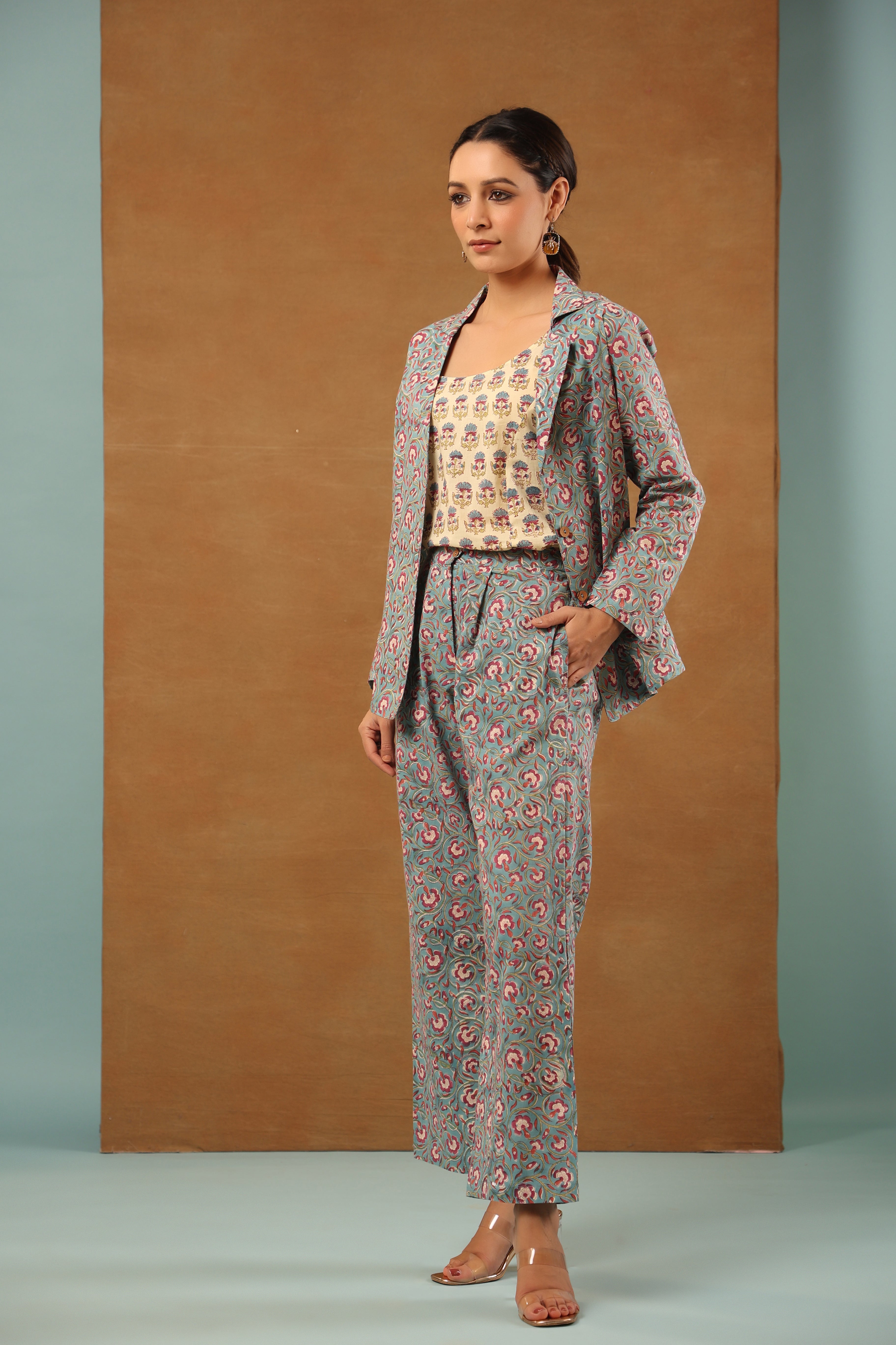 Steel Blue 3 Pcs Co-Ord set