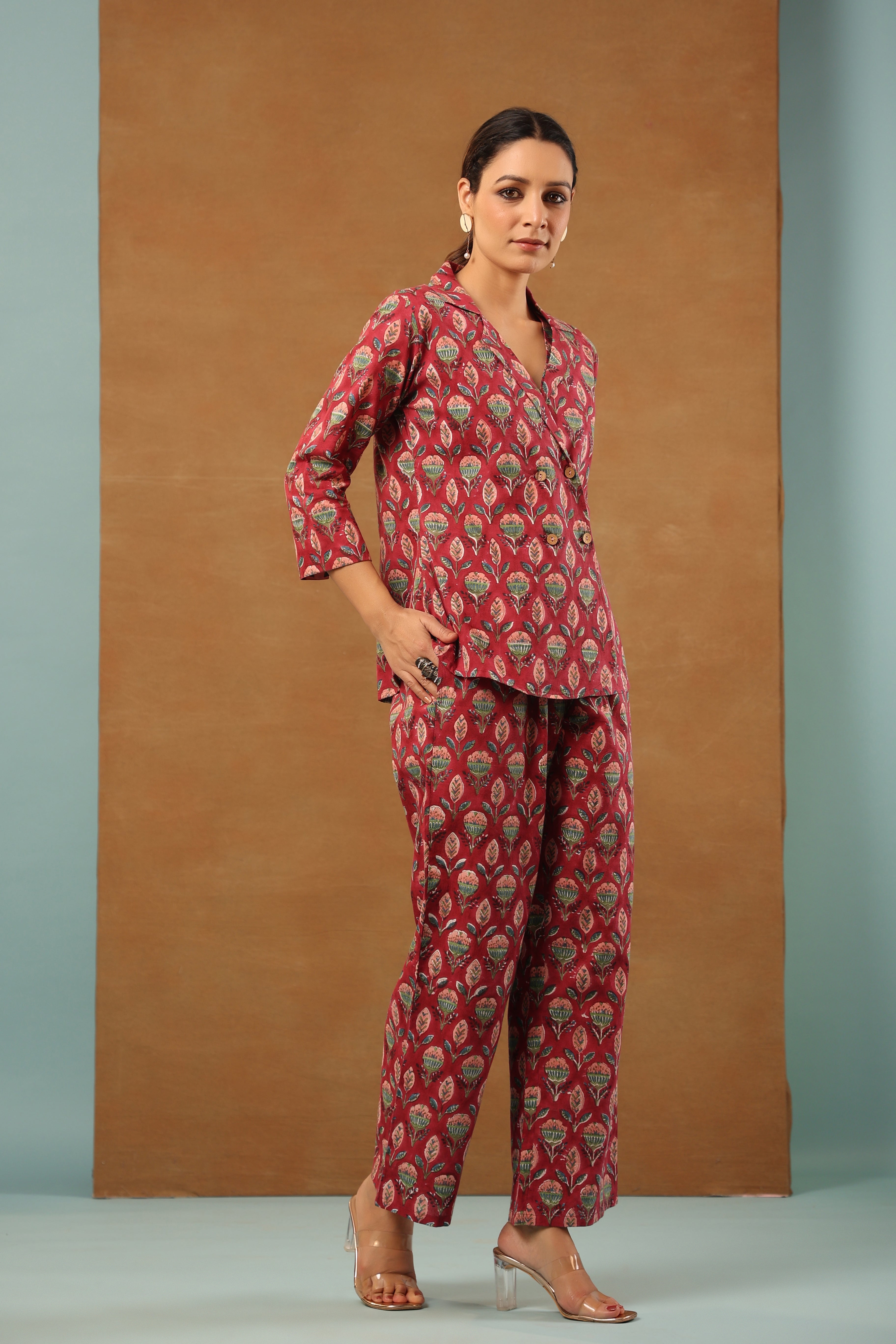 Rouge Pink 3 Pcs Co-ord Set