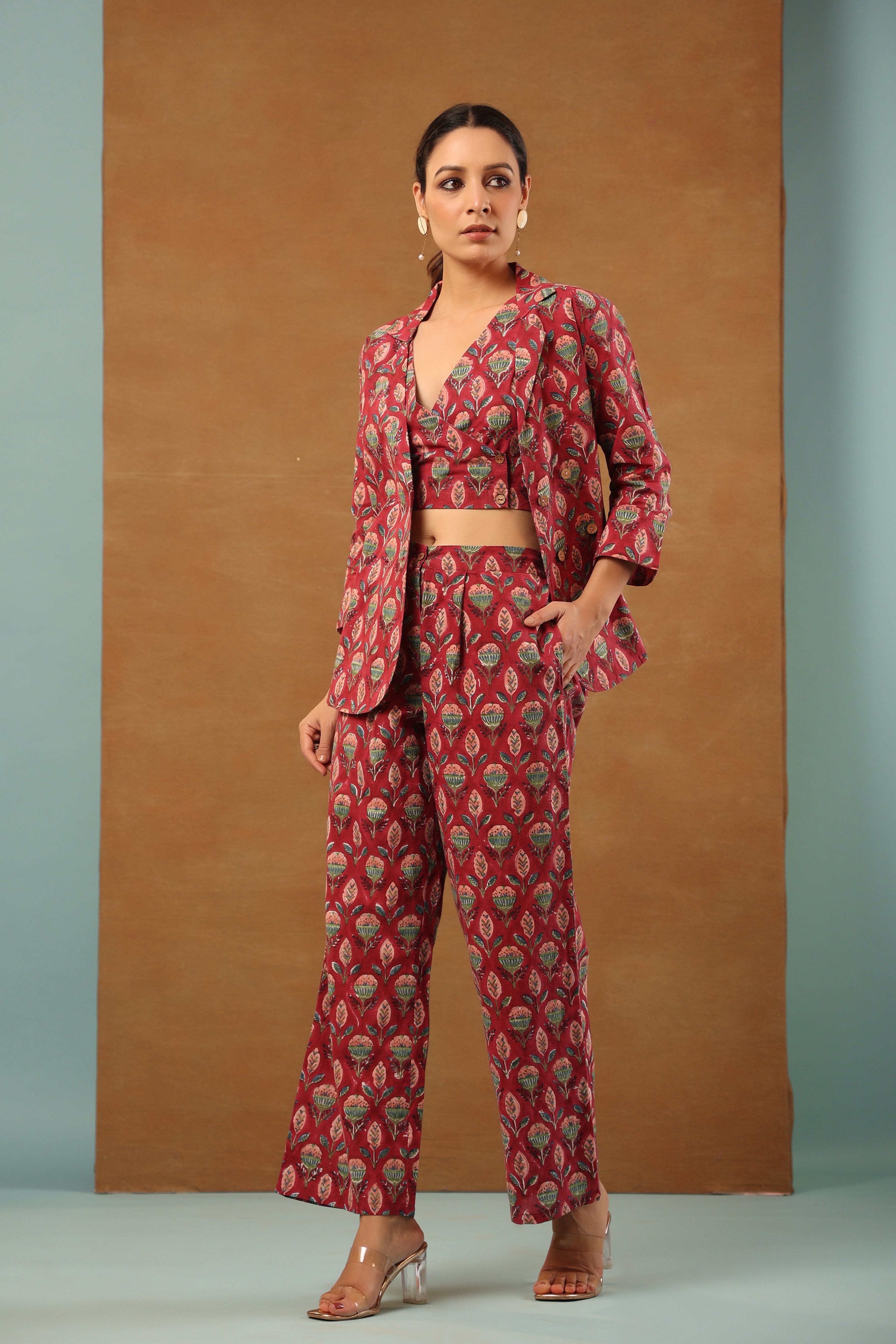 Rouge Pink 3 Pcs Co-ord Set