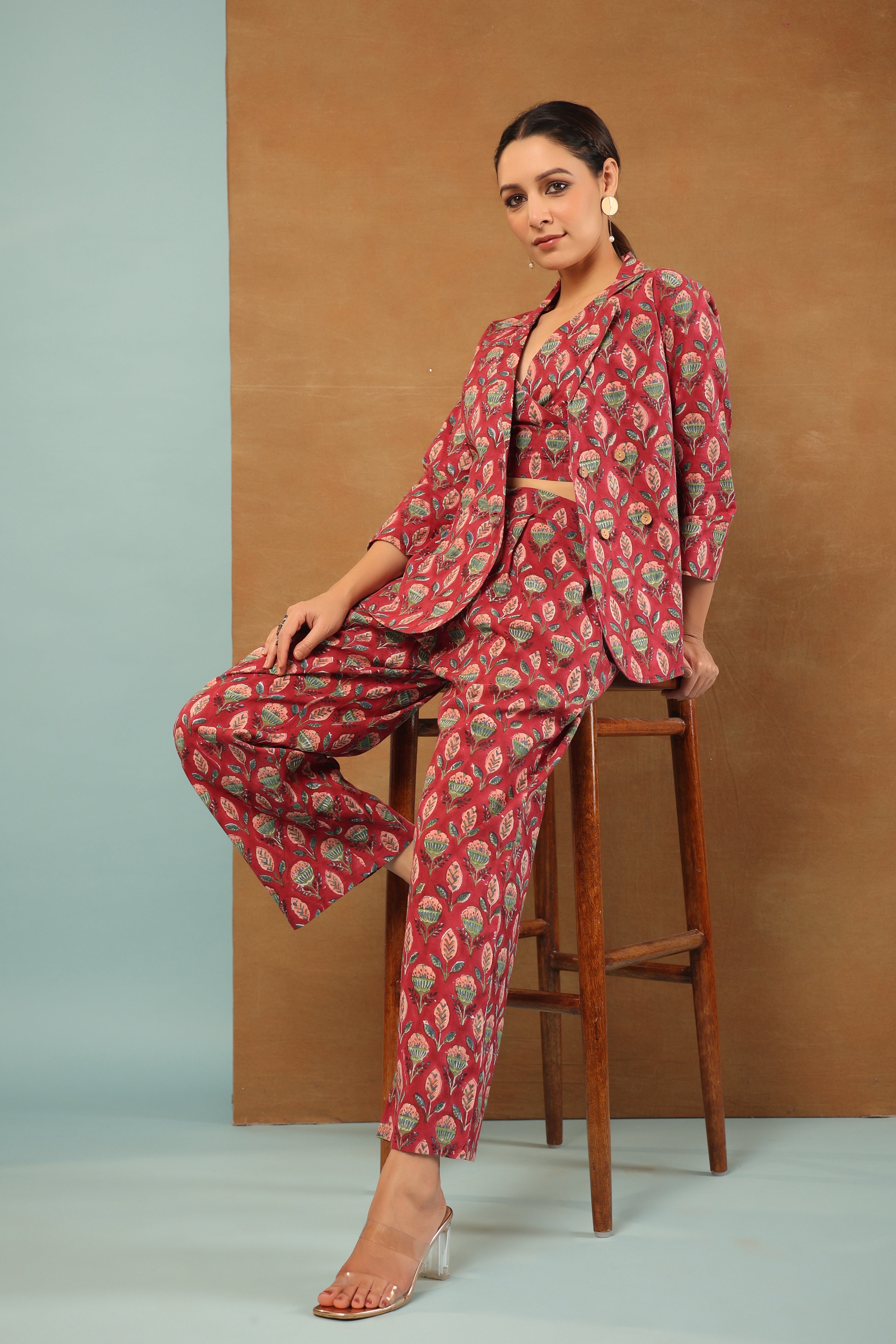 Rouge Pink 3 Pcs Co-ord Set