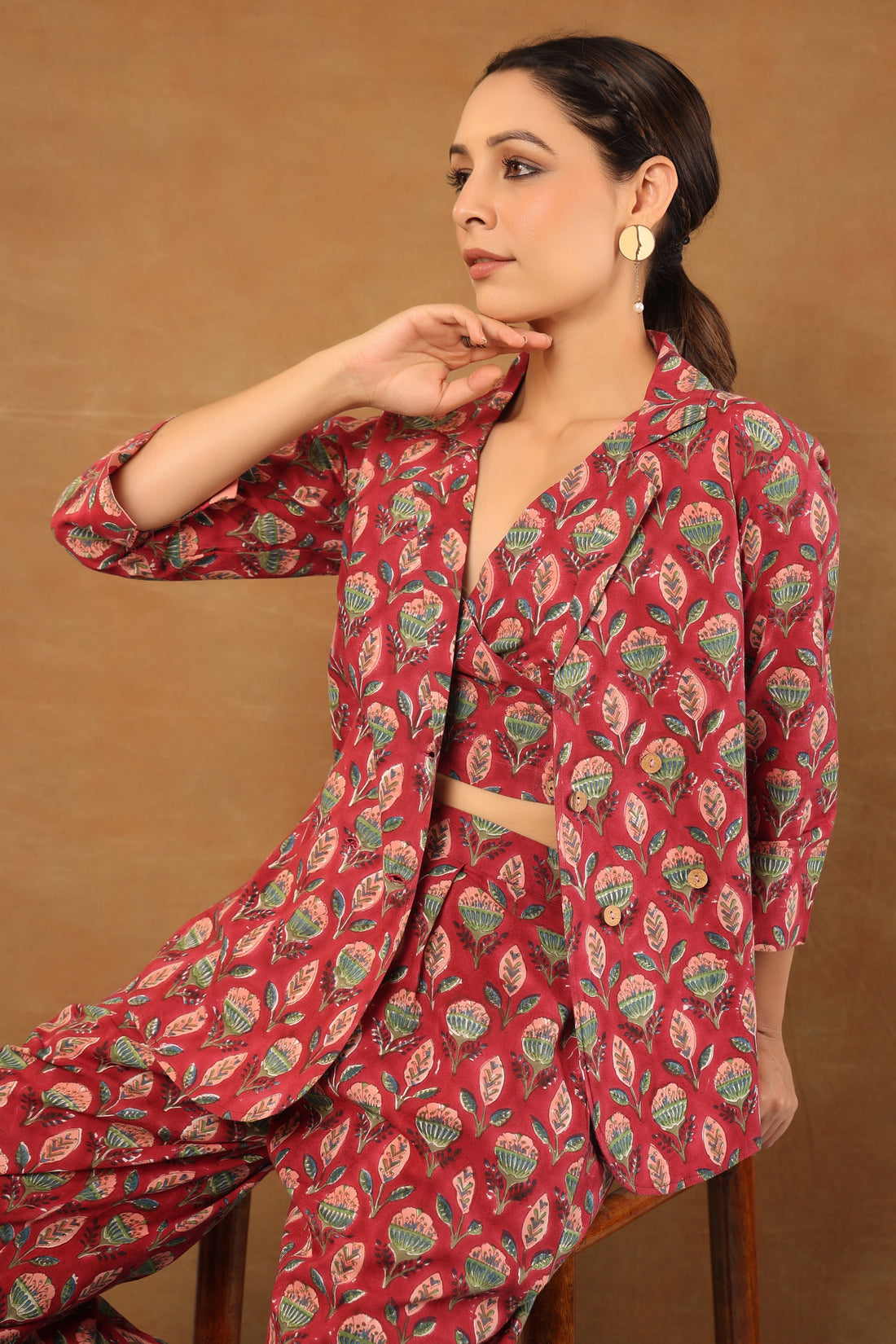 Rouge Pink 3 Pcs Co-ord Set