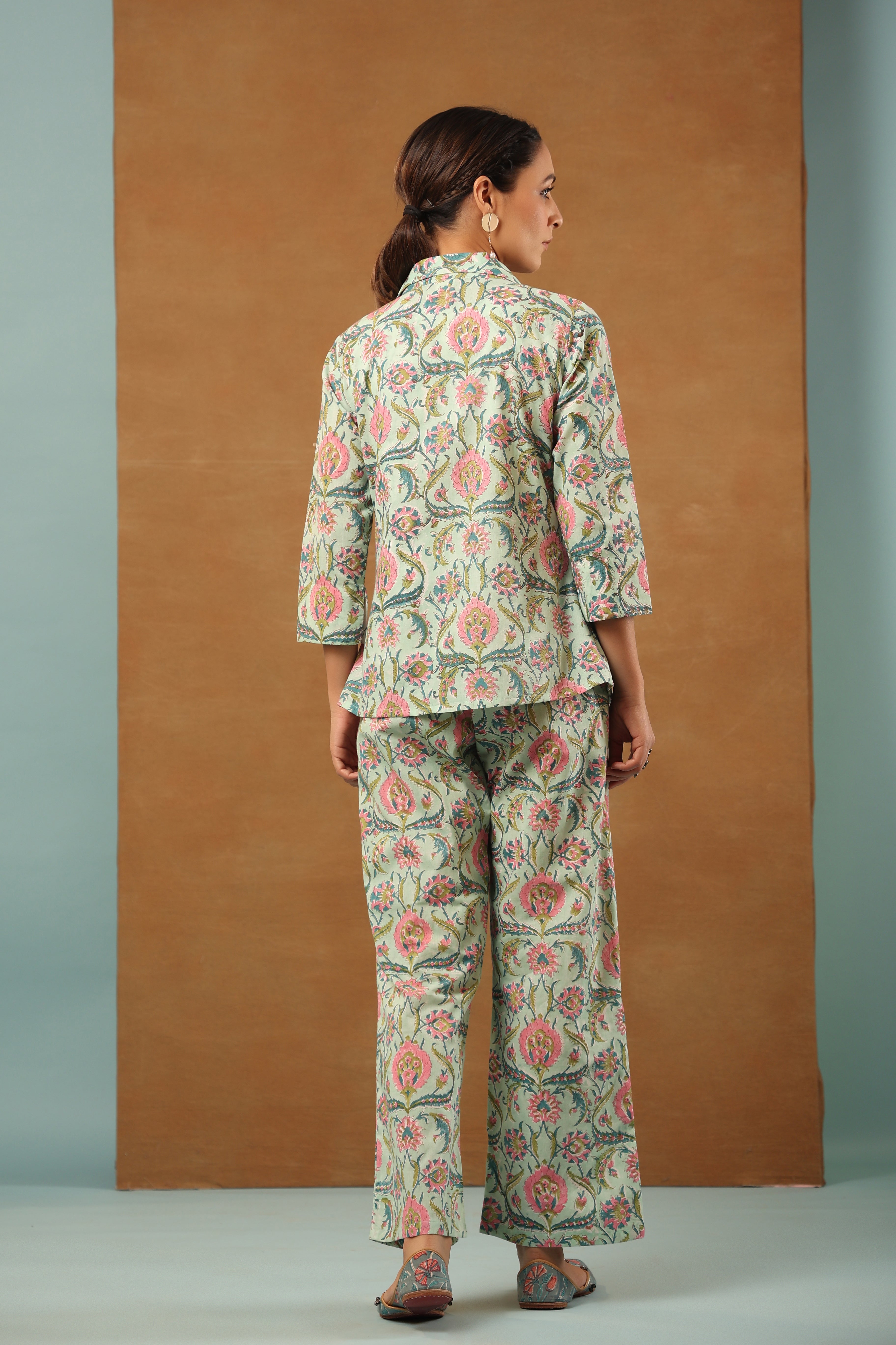 Mint green with flamingo pink Co-ord Set