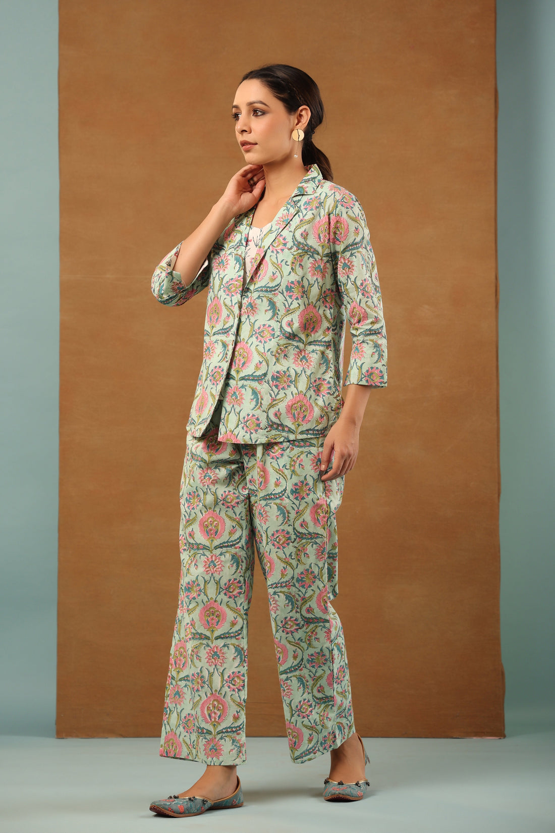 Mint green with flamingo pink Co-ord Set