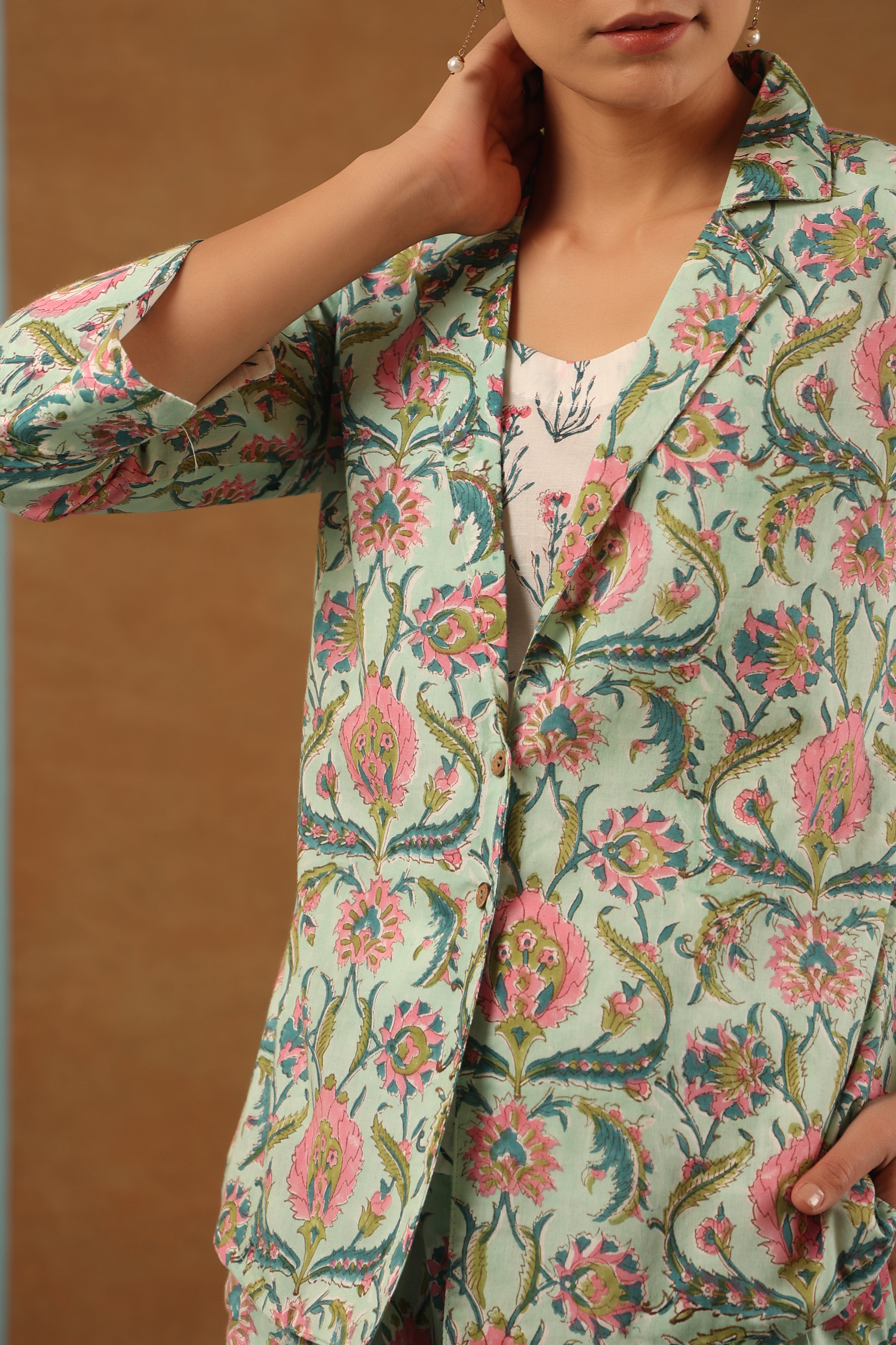 Mint green with flamingo pink Co-ord Set