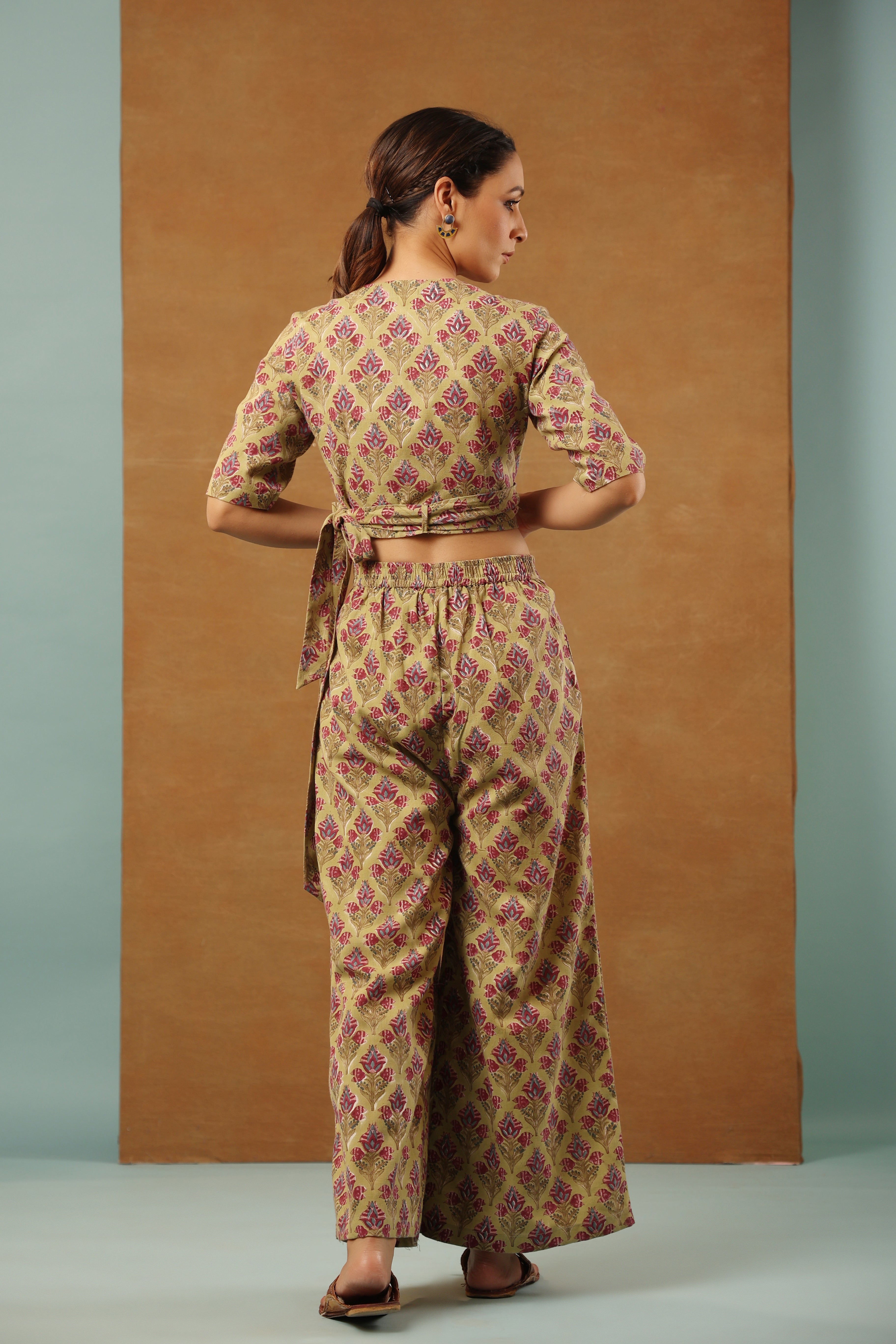 Moss green with rouge pink Co-ord Set