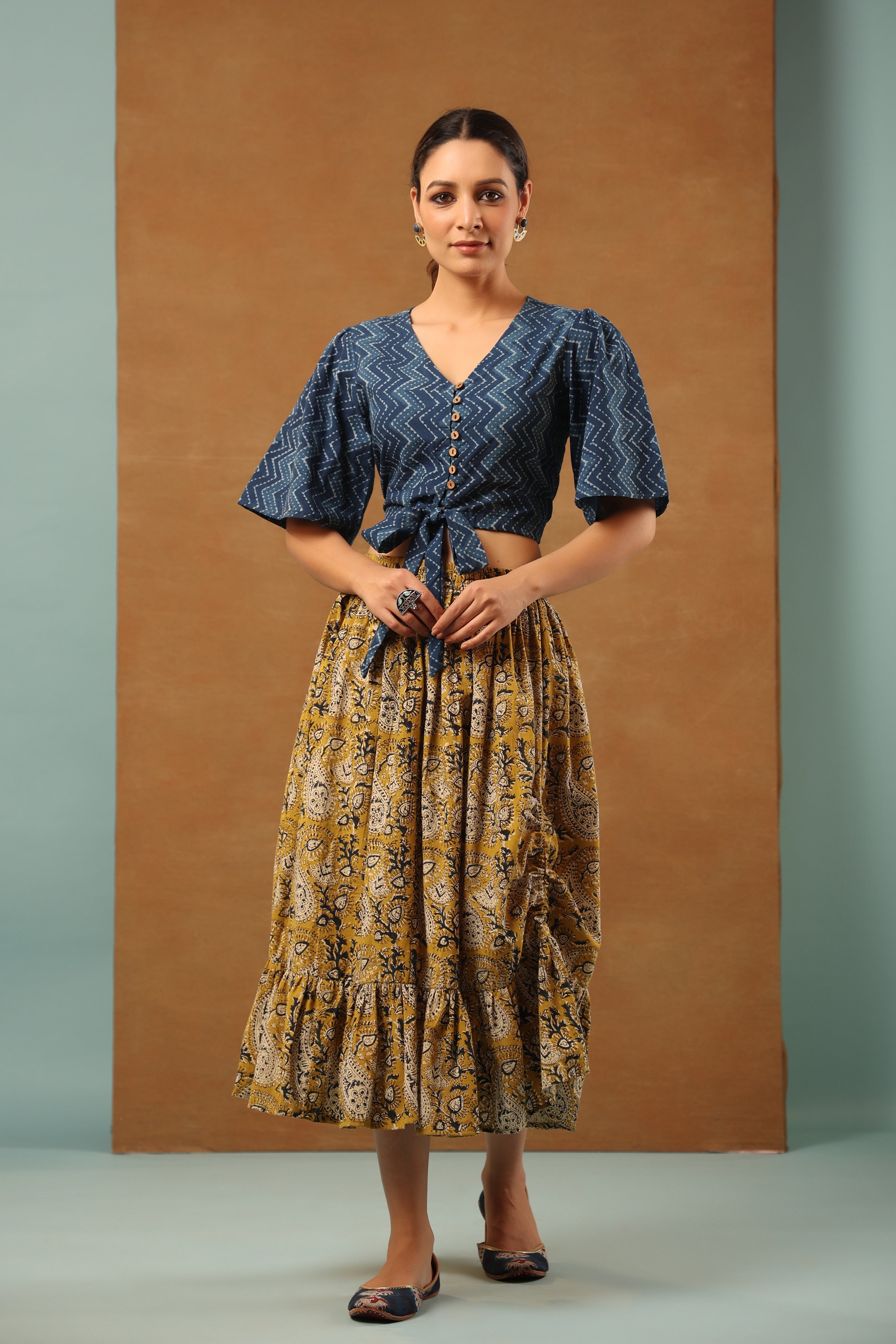 Indigo and Mustard Co-ord Set