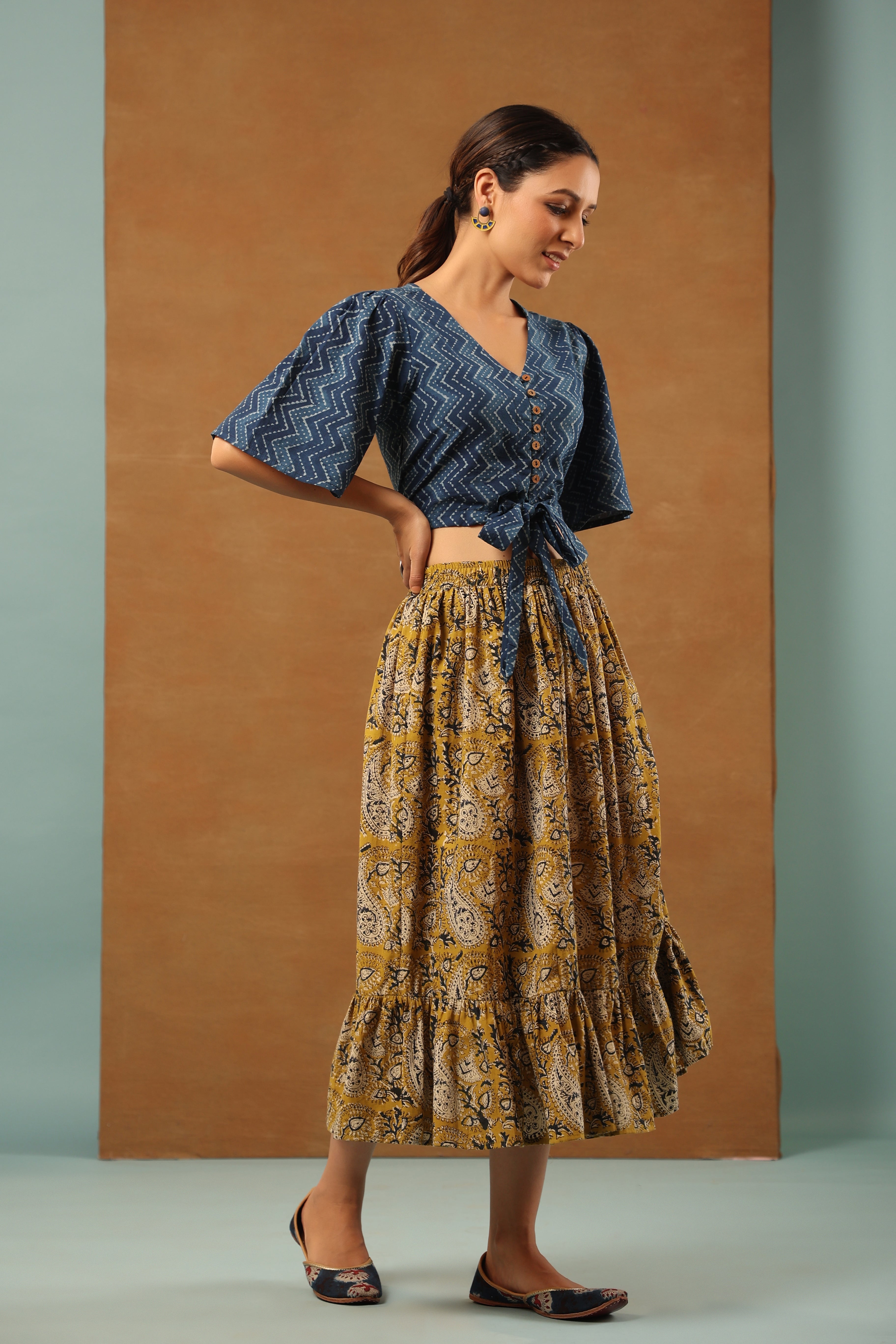 Indigo and Mustard Co-ord Set