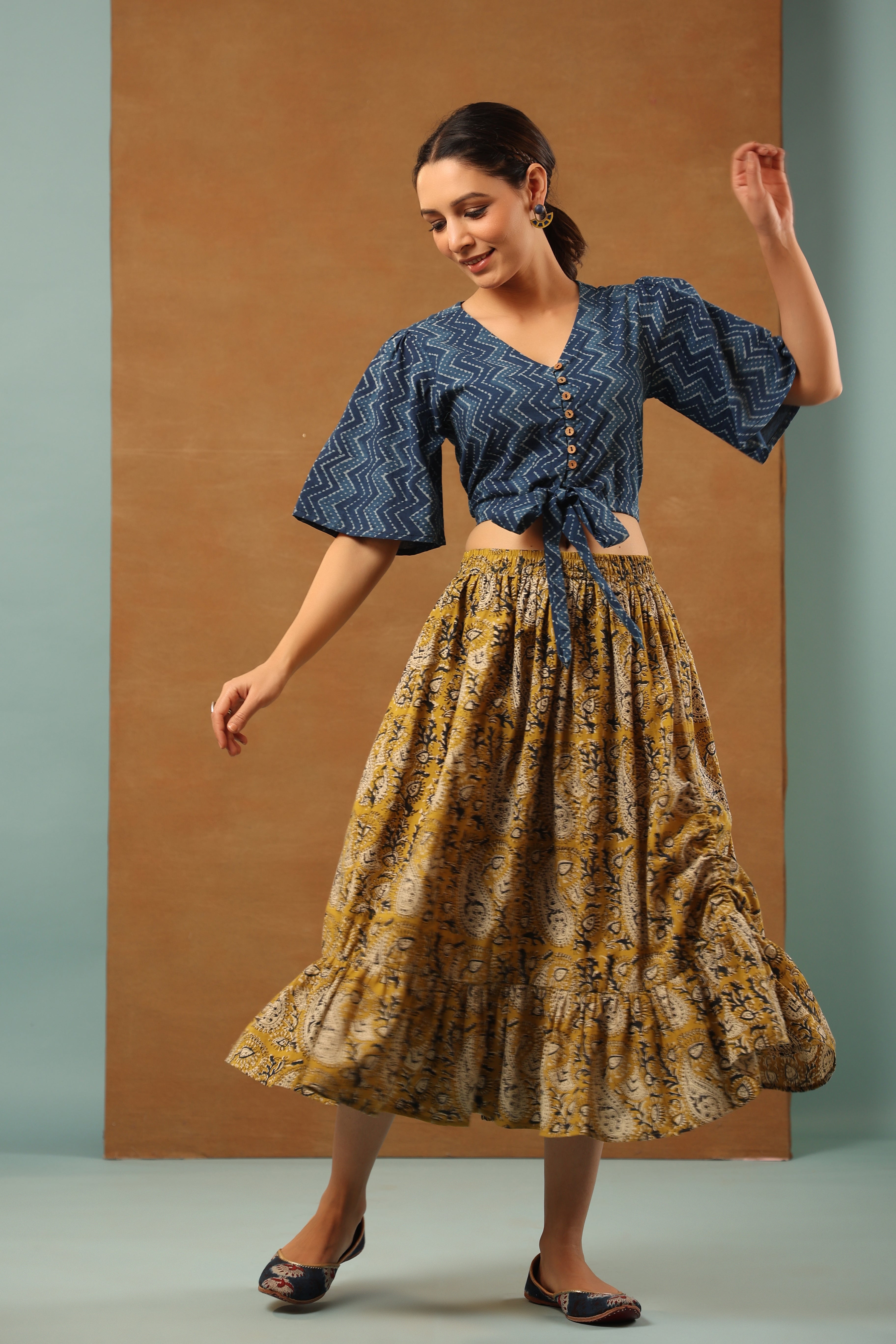 Indigo and Mustard Co-ord Set