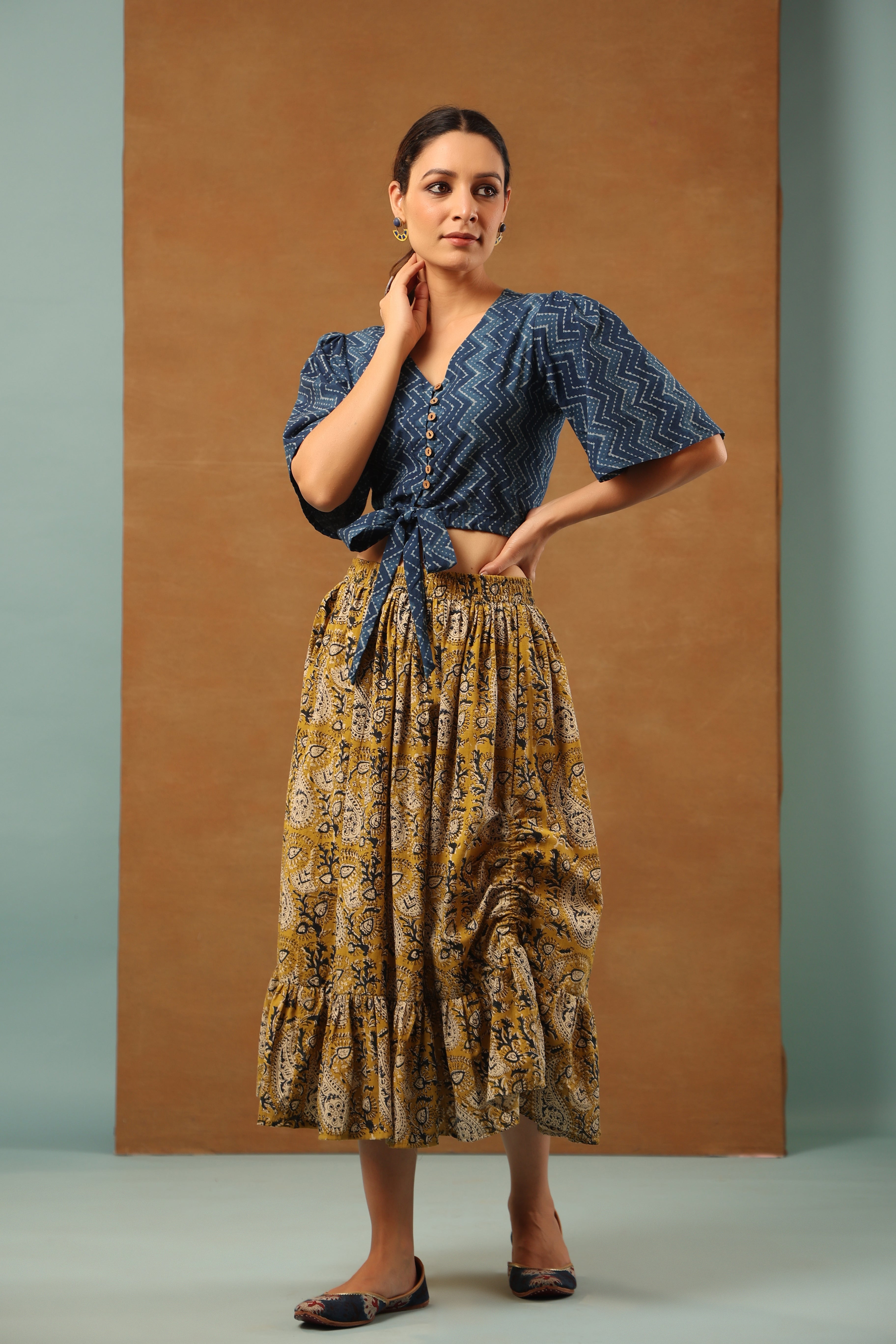 Indigo and Mustard Co-ord Set