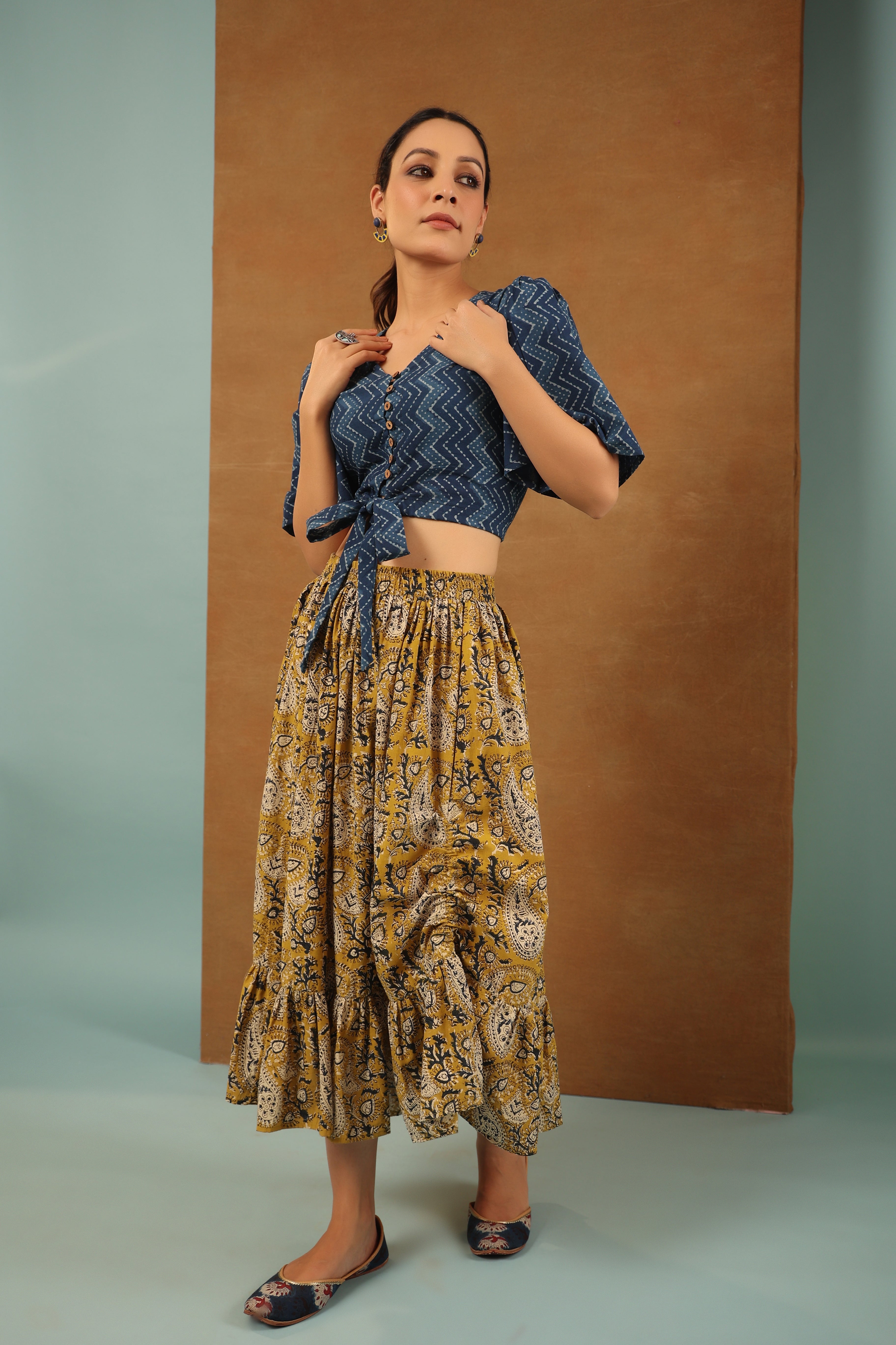 Indigo and Mustard Co-ord Set
