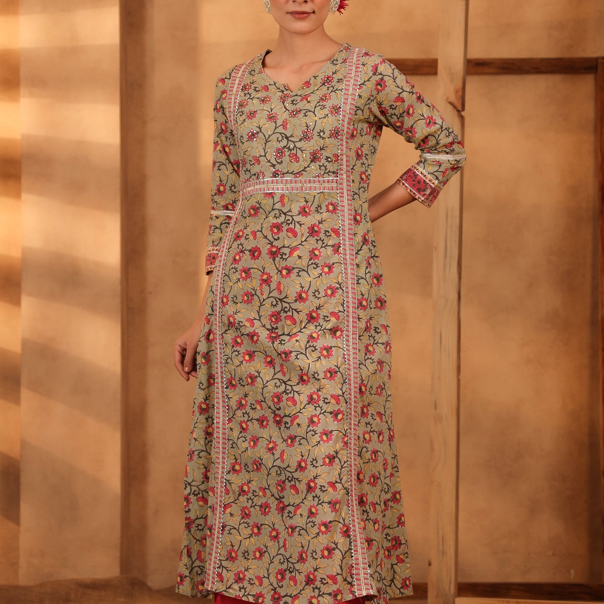 Pista Green And fuschia pink Kurta