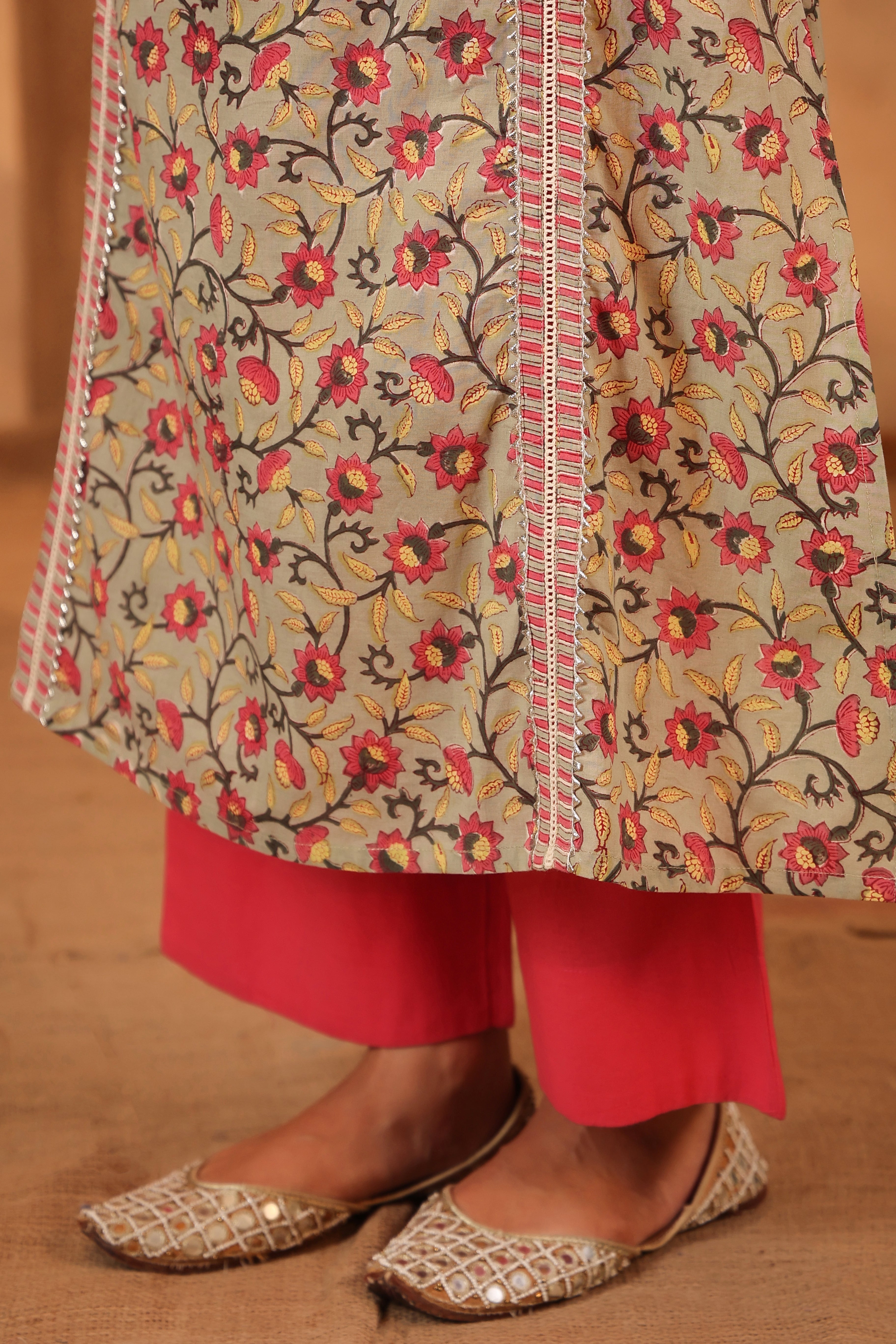 Pista Green And fuschia pink Kurta