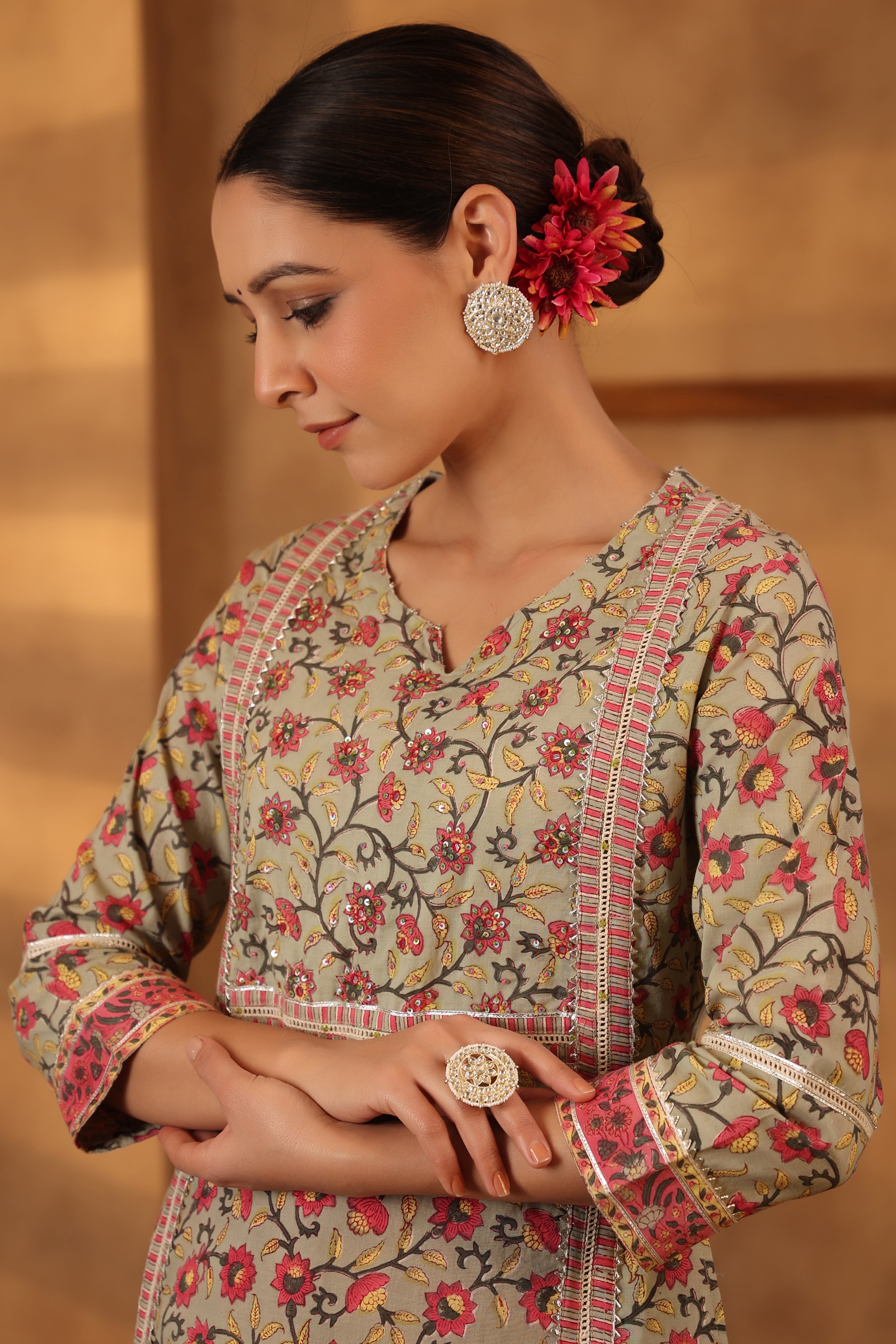 Pista Green And fuschia pink Kurta