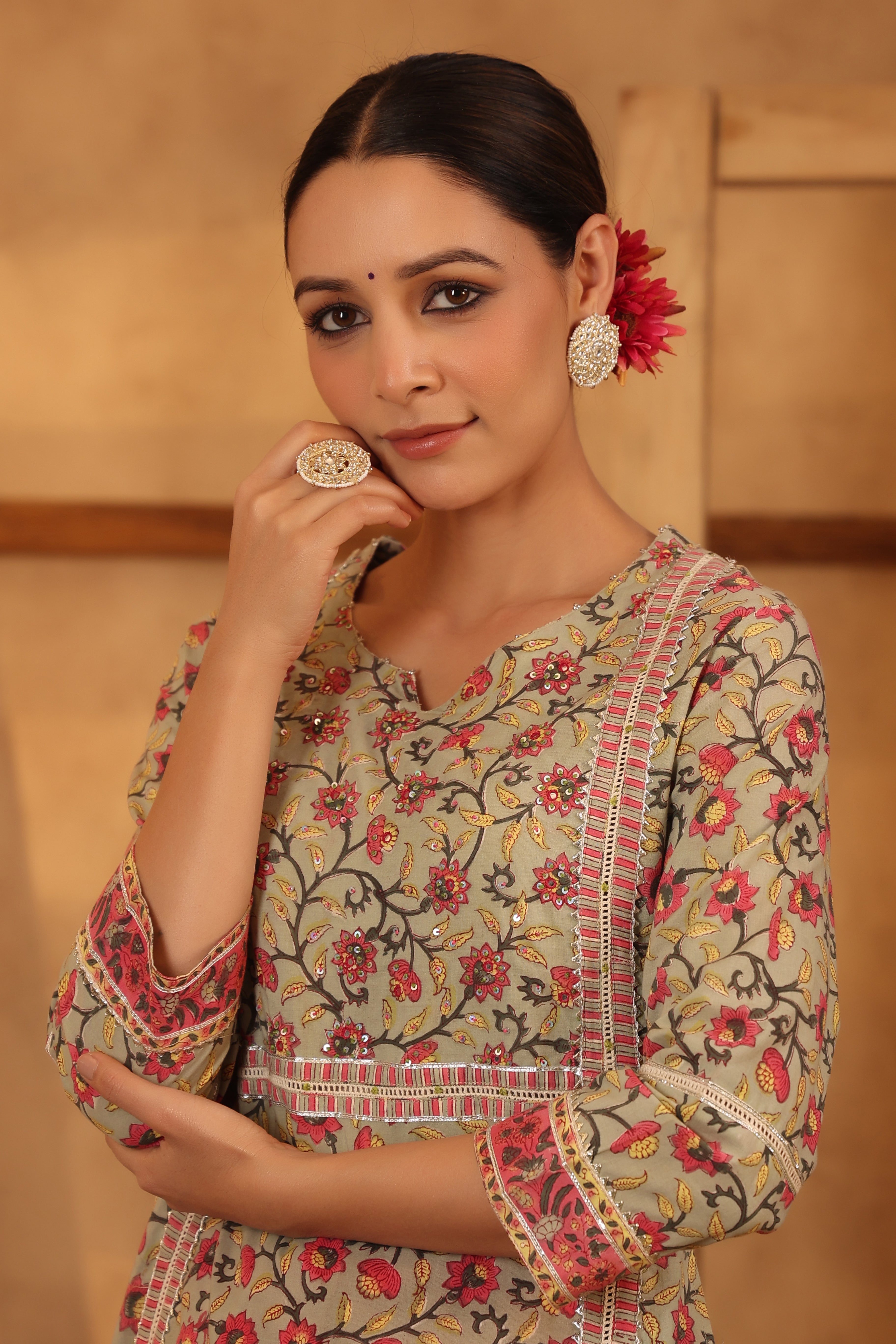 Pista Green And fuschia pink Kurta