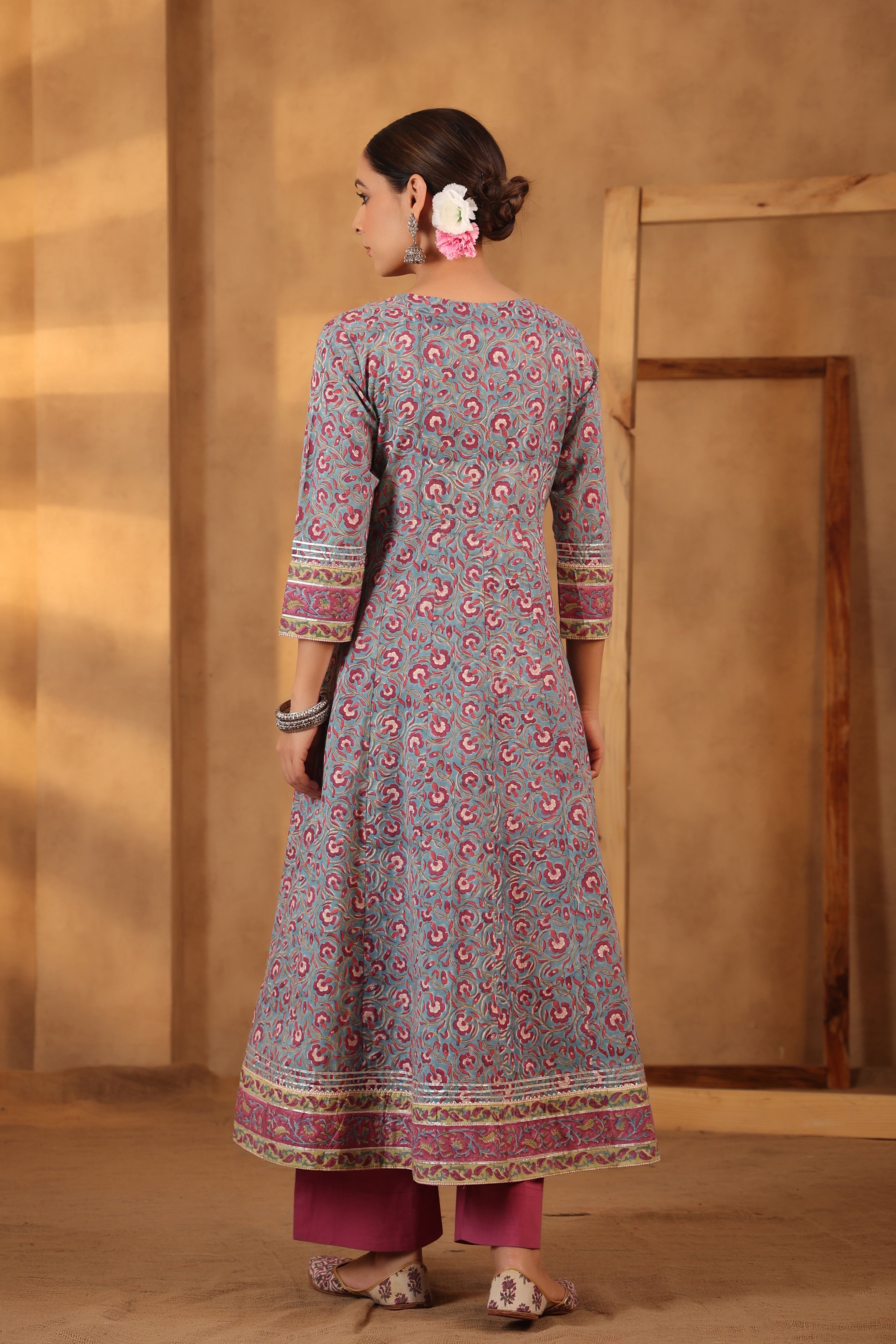 Steel blue Anarkali
