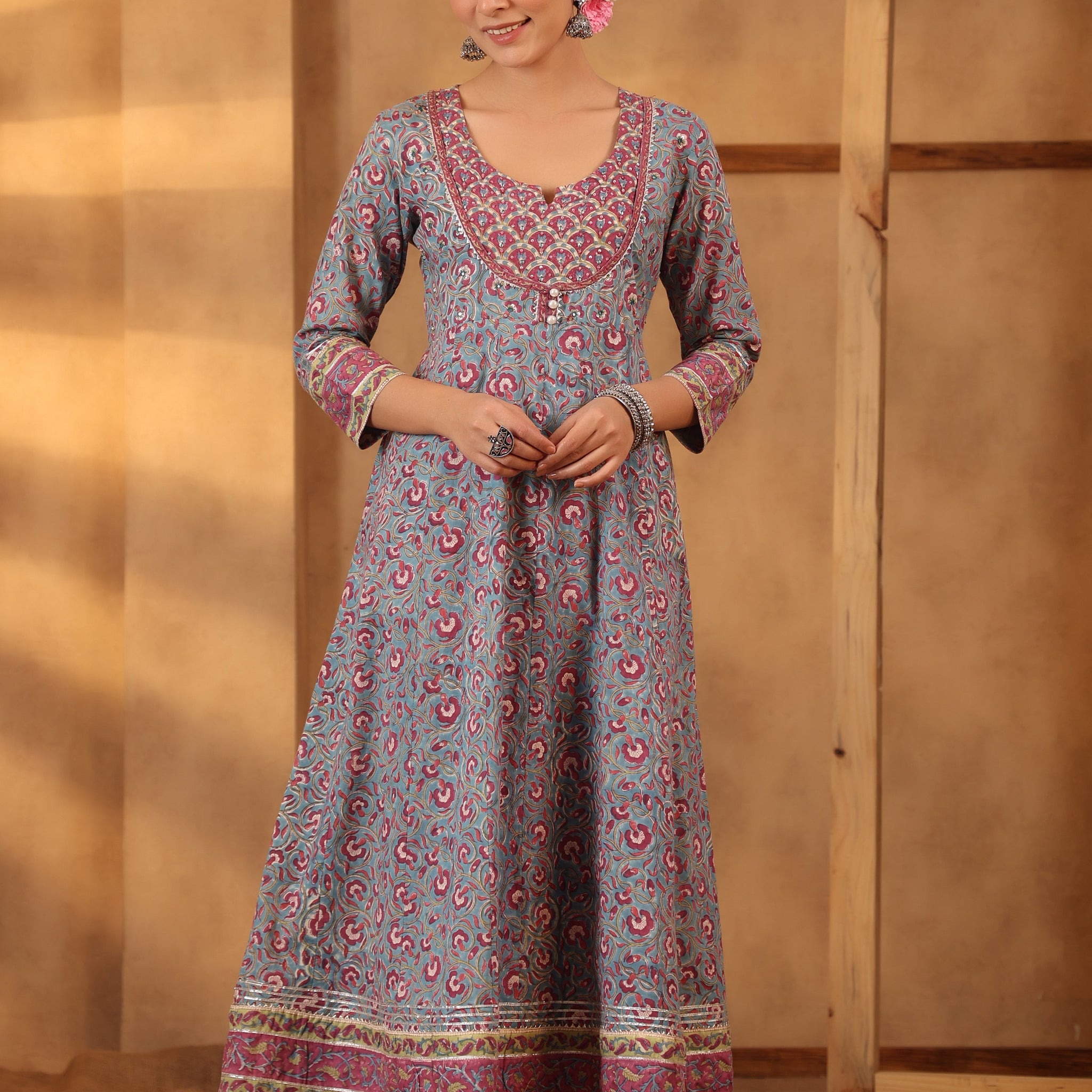 Steel blue Anarkali