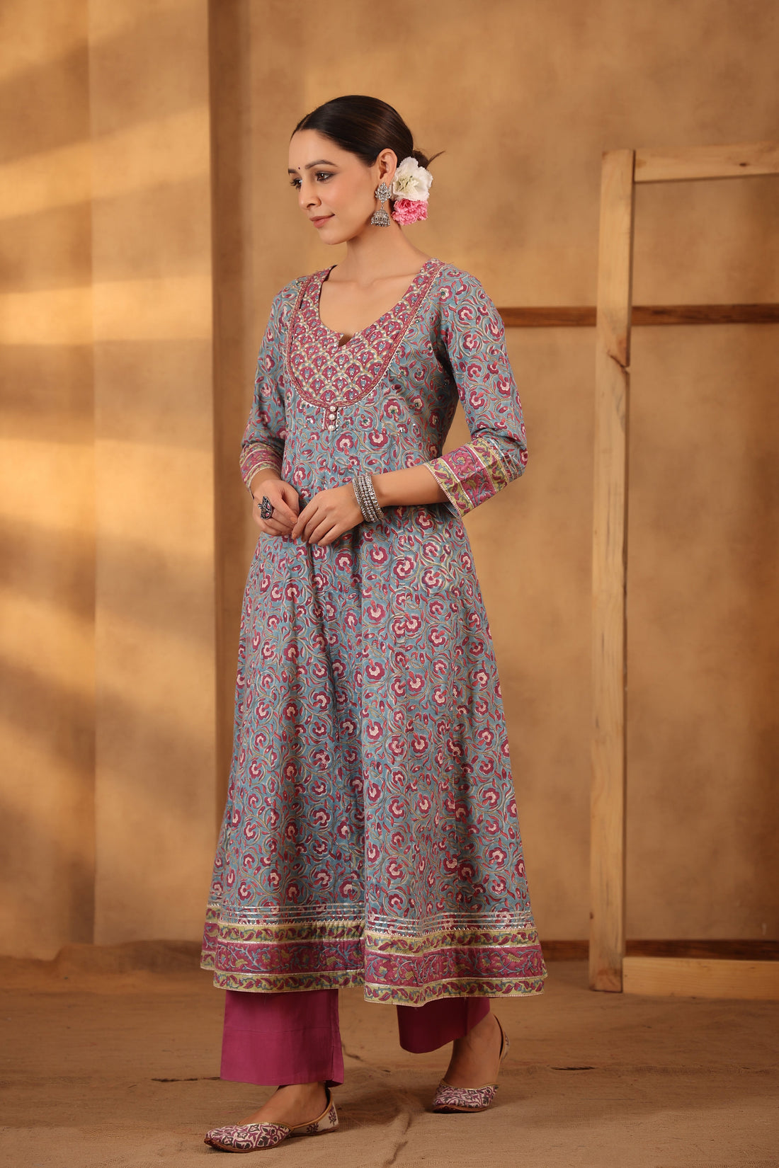 Steel blue Anarkali
