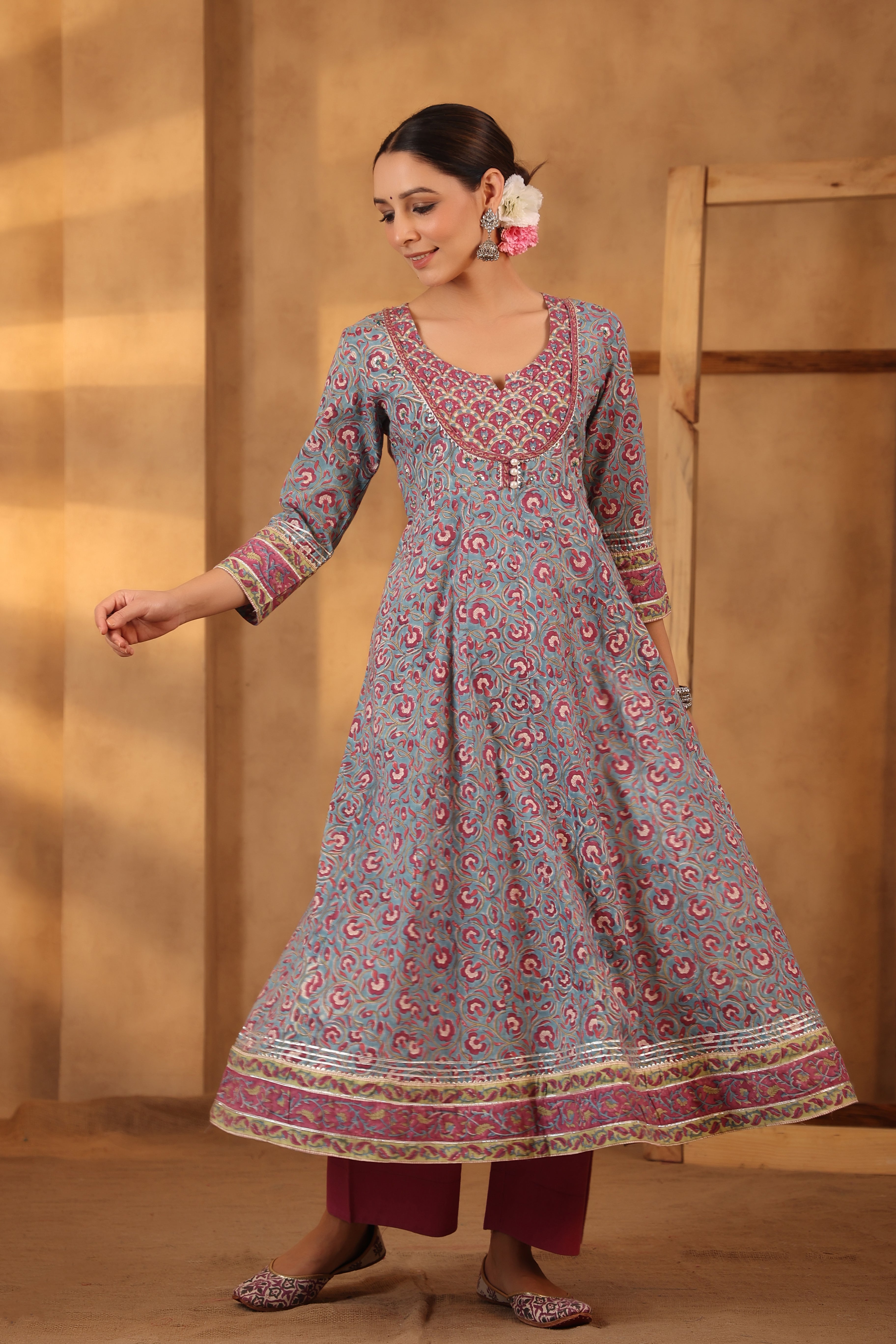 Steel blue Anarkali