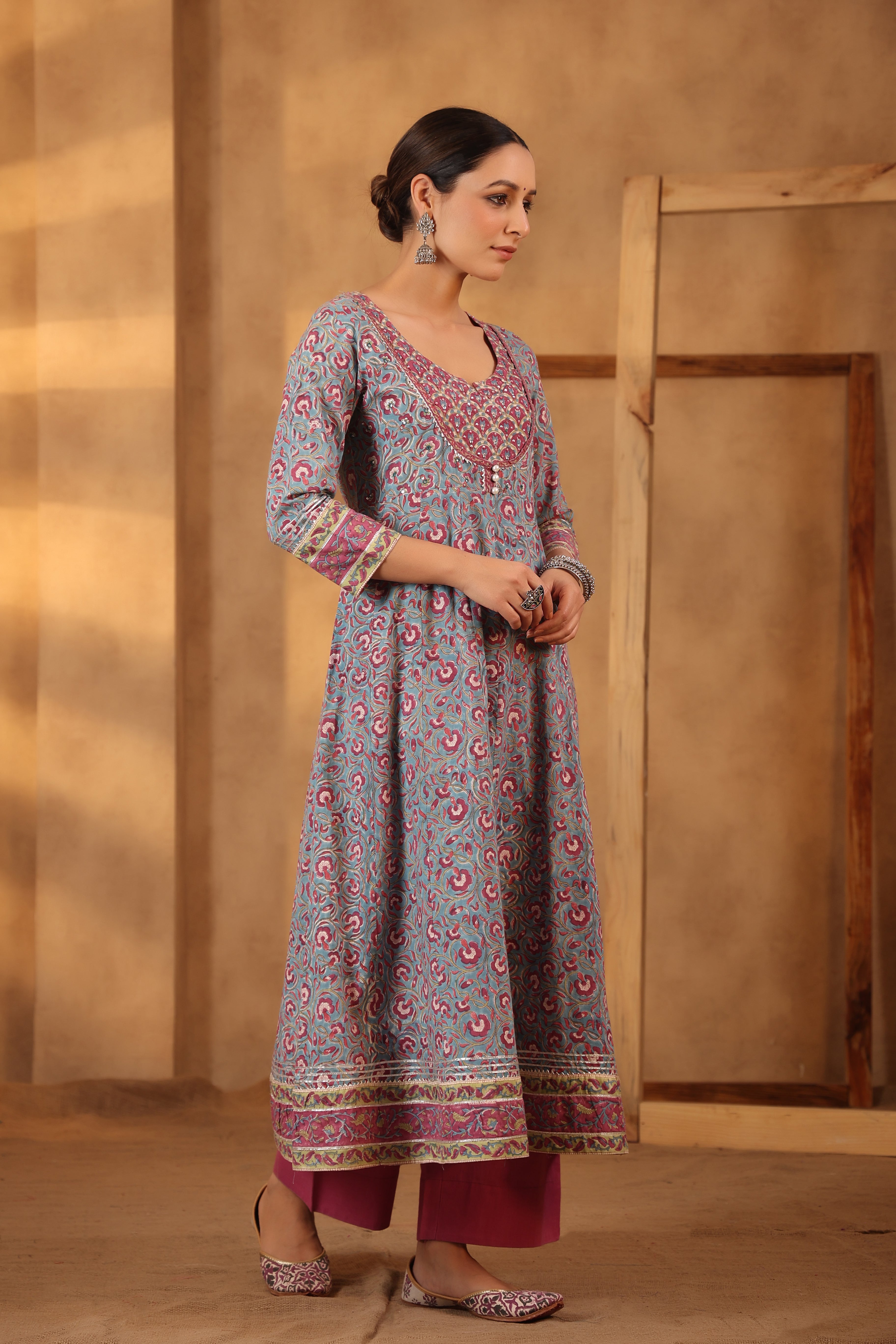 Steel blue Anarkali