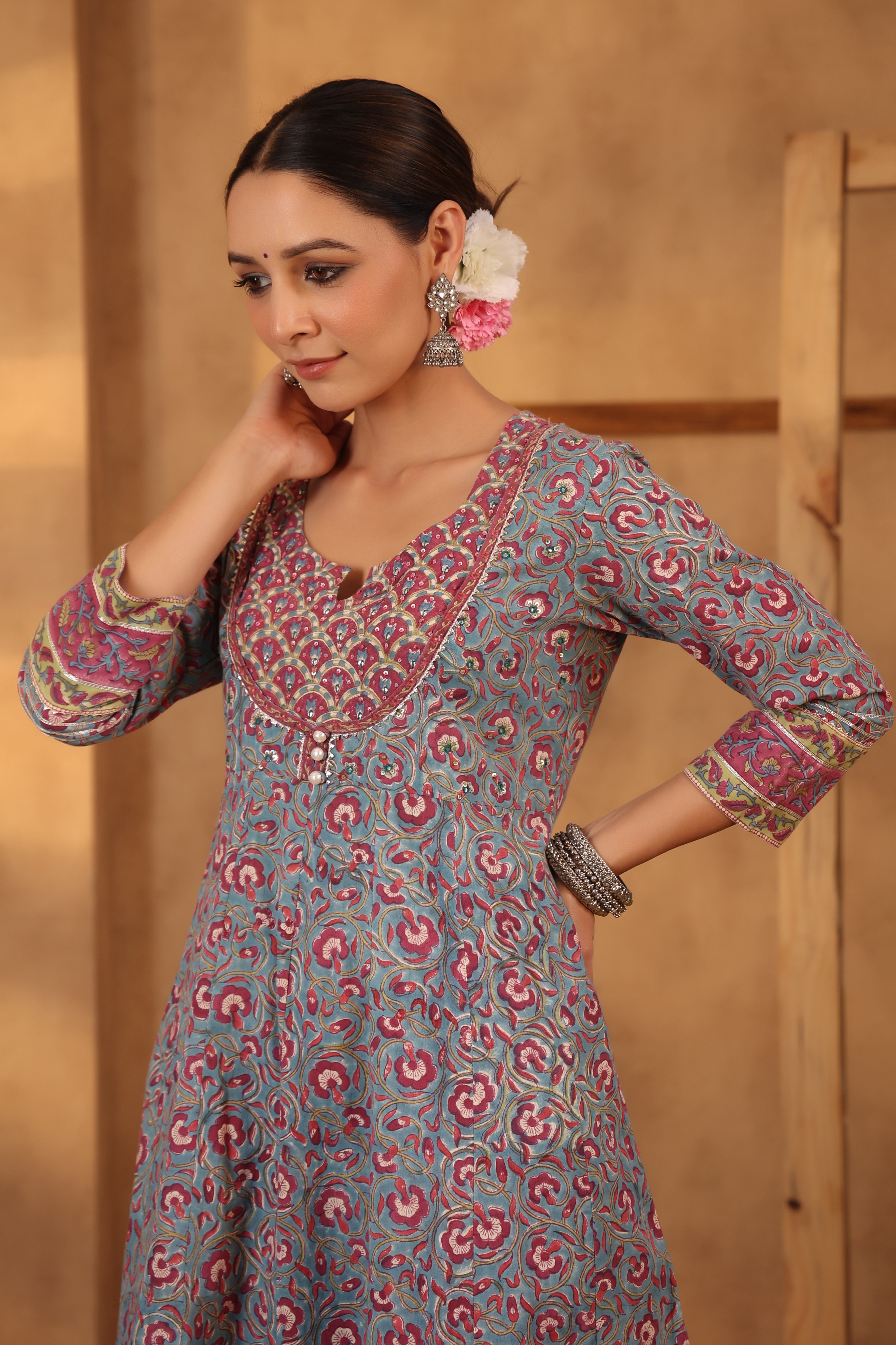 Steel blue Anarkali