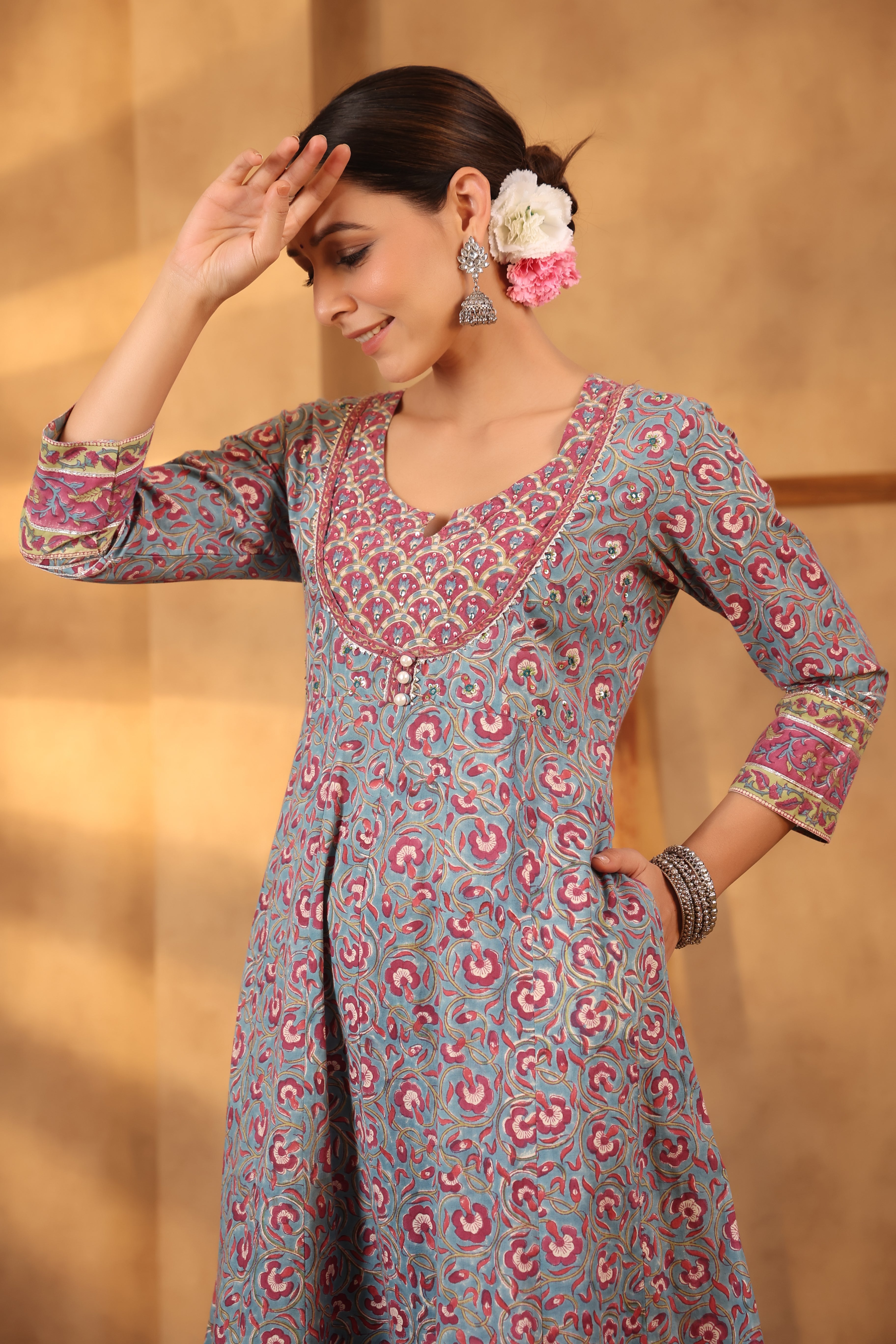 Steel blue Anarkali