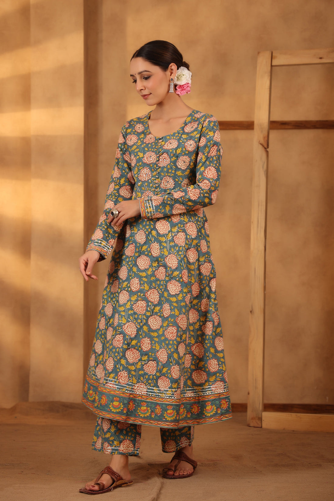 Bottle green Kurta and pant set
