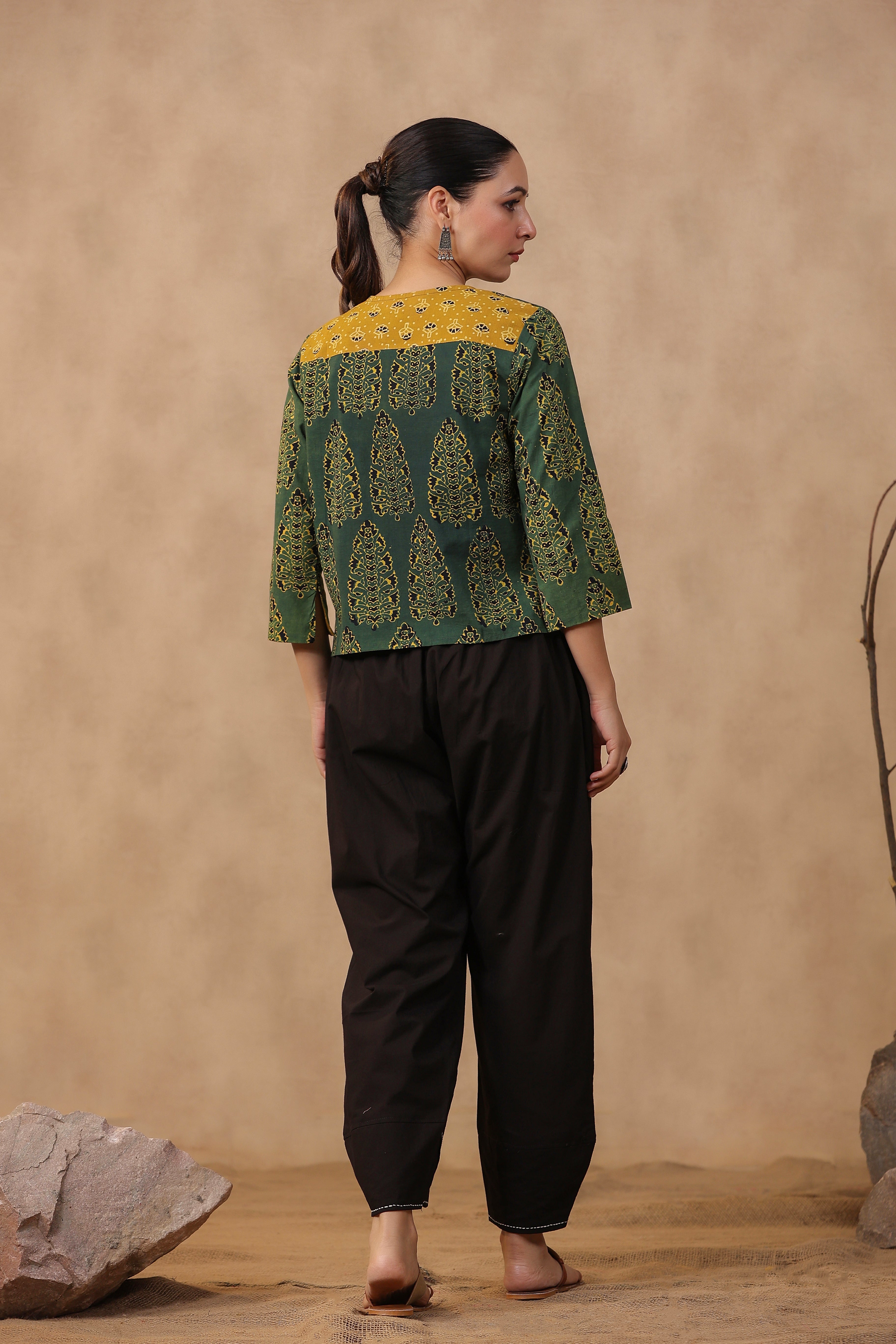 Shuddhi Mustard and Green Koti Jacket