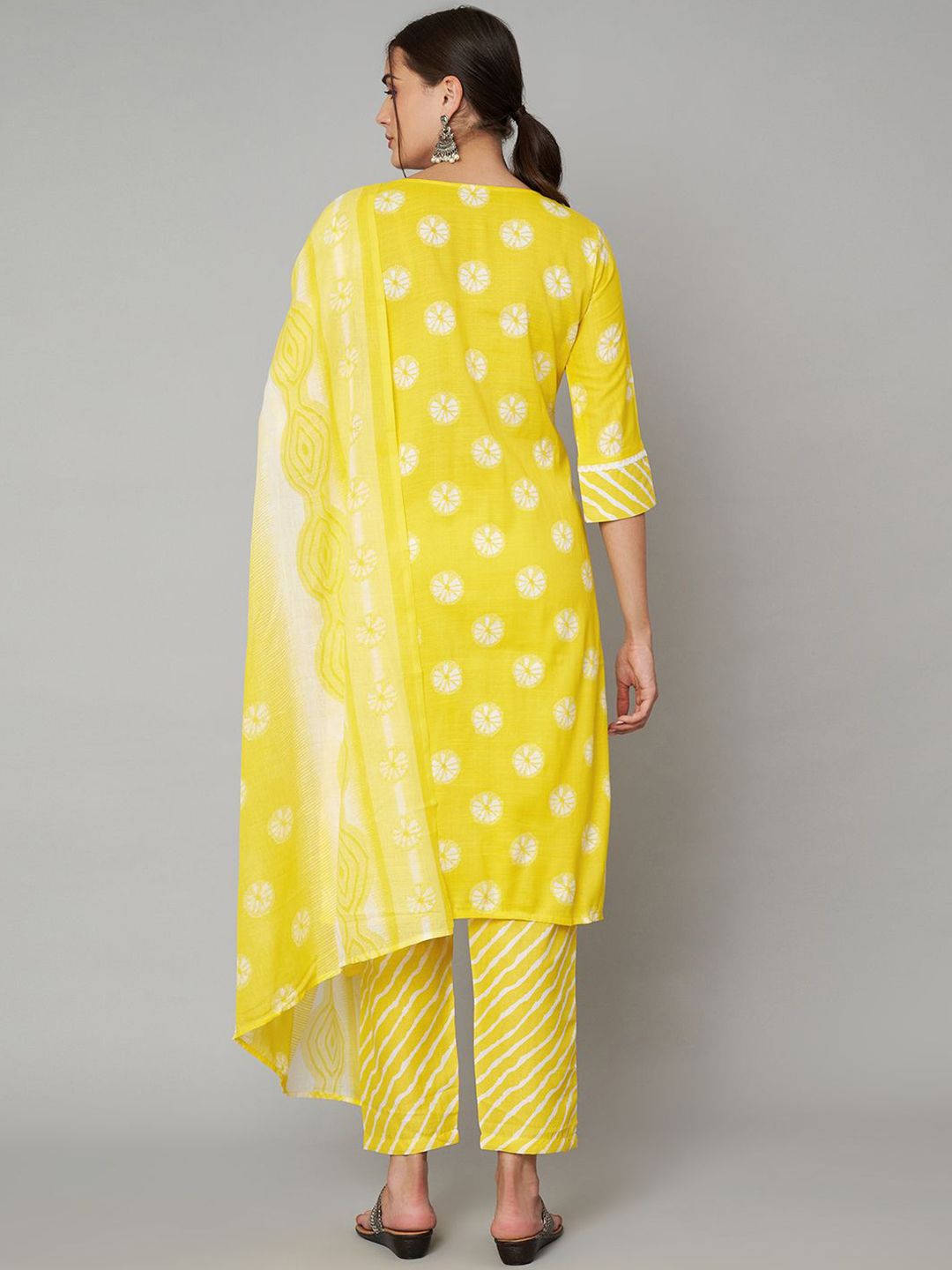 Label Khoj Women Cotton slub kurta, trouser and dupptta set