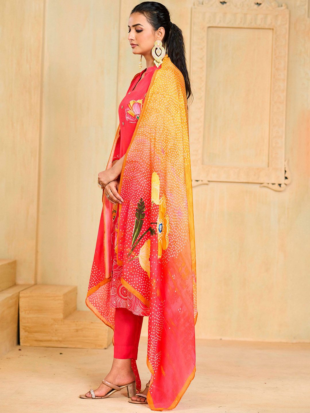 Label khoj Pure viscose Maslin with hand work kurta set