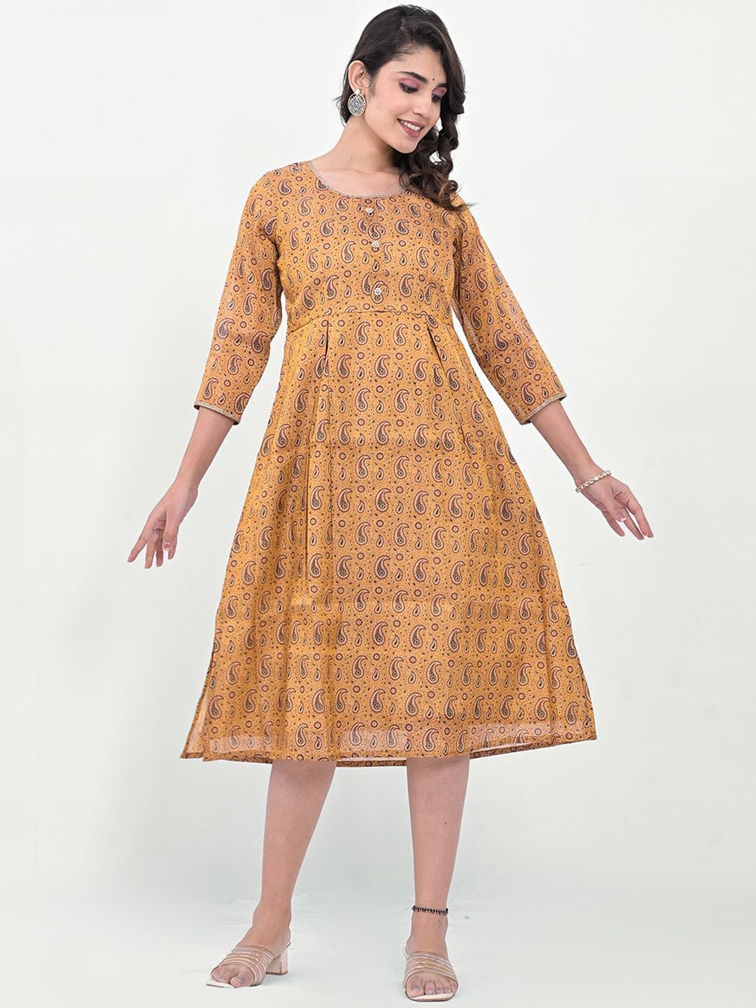 Label Khoj Women Silk Blend Printed Ethnic Dress
