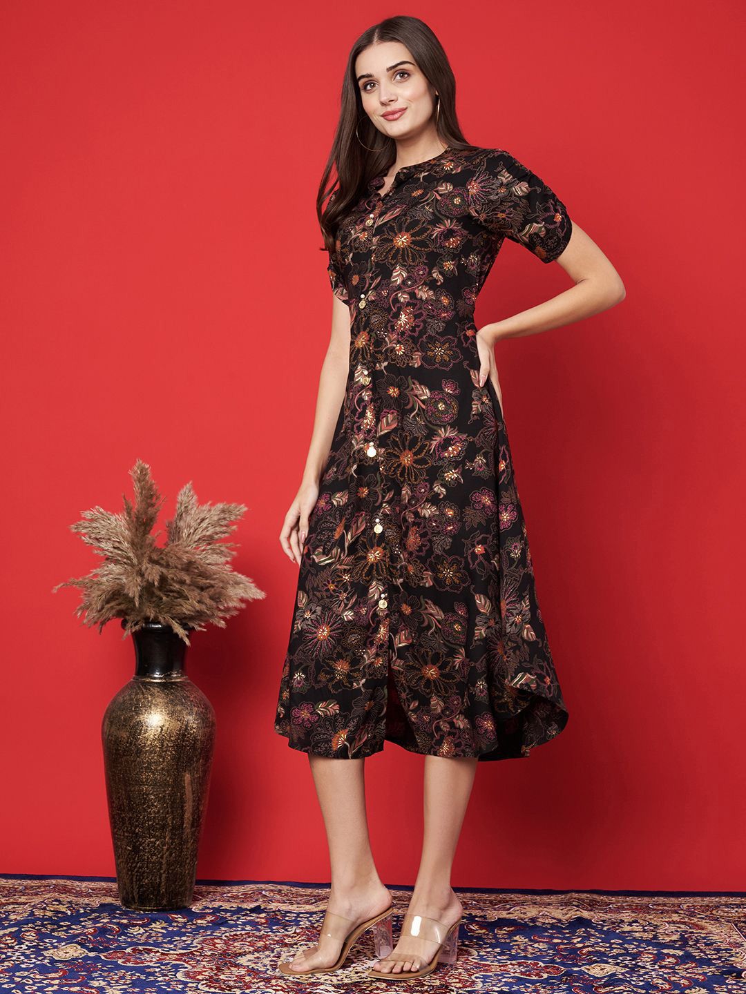 Label khoj  women printed Middy - A line dress