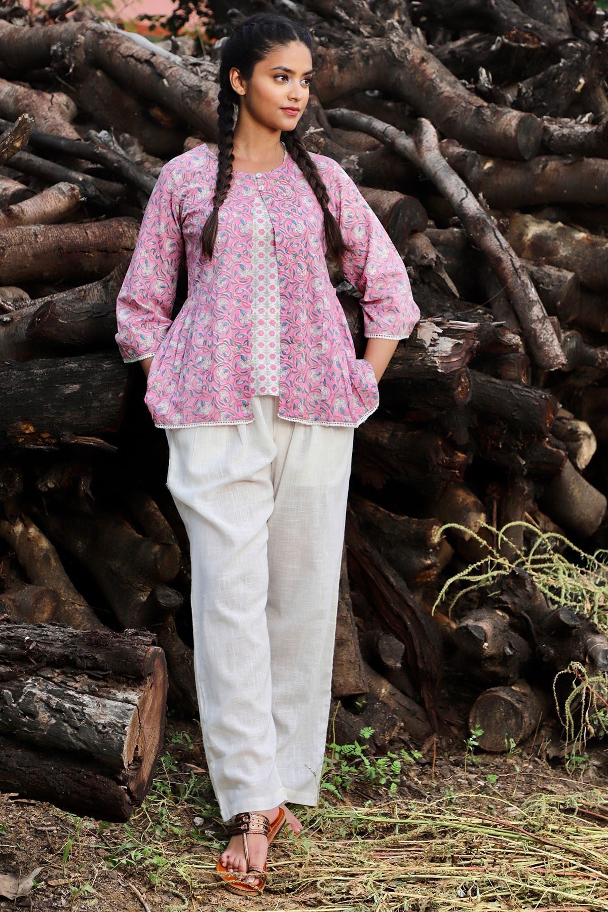 Shuddhi Pink And Violet Double Top