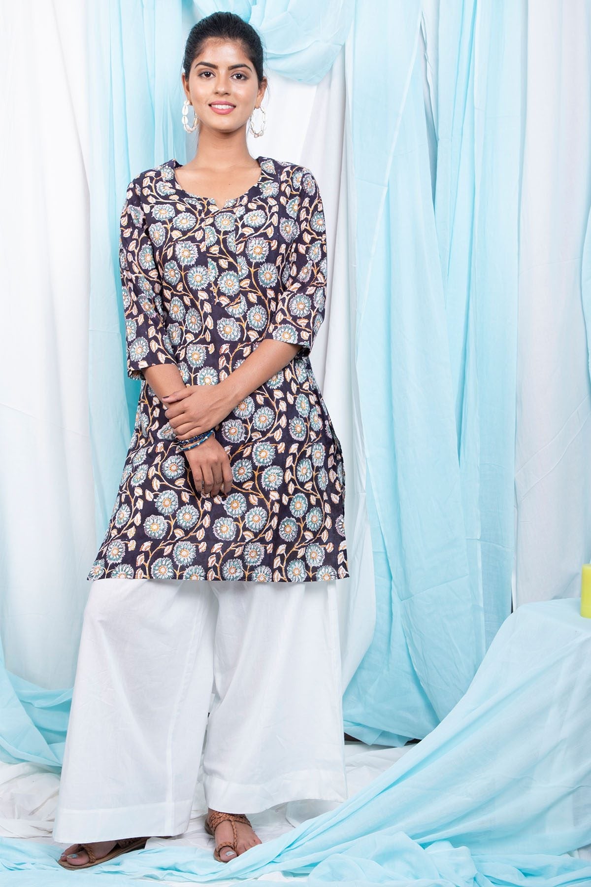 Shuddhi Black Short kurti