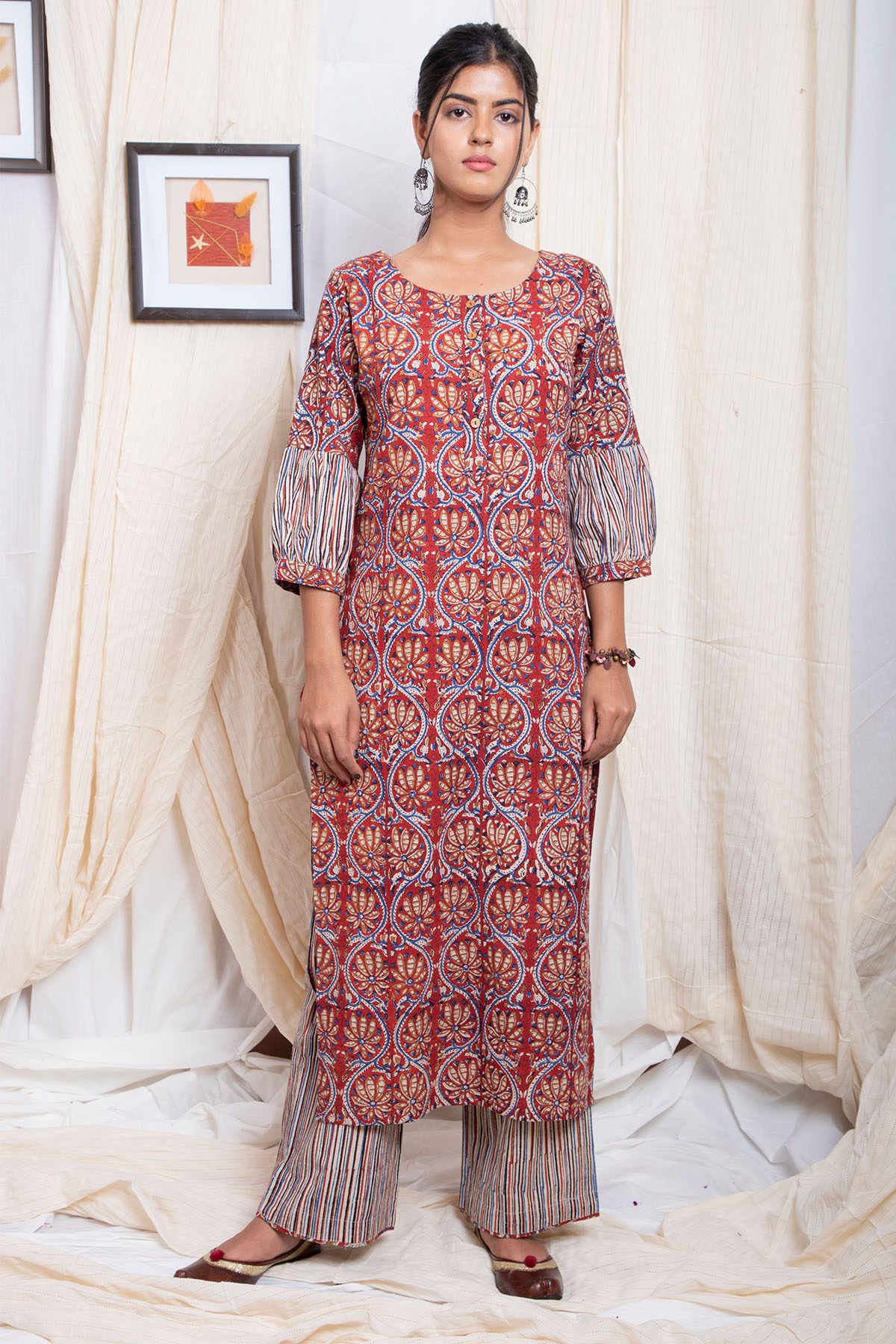 Shuddhi Handblock Kalamkari straight kurta