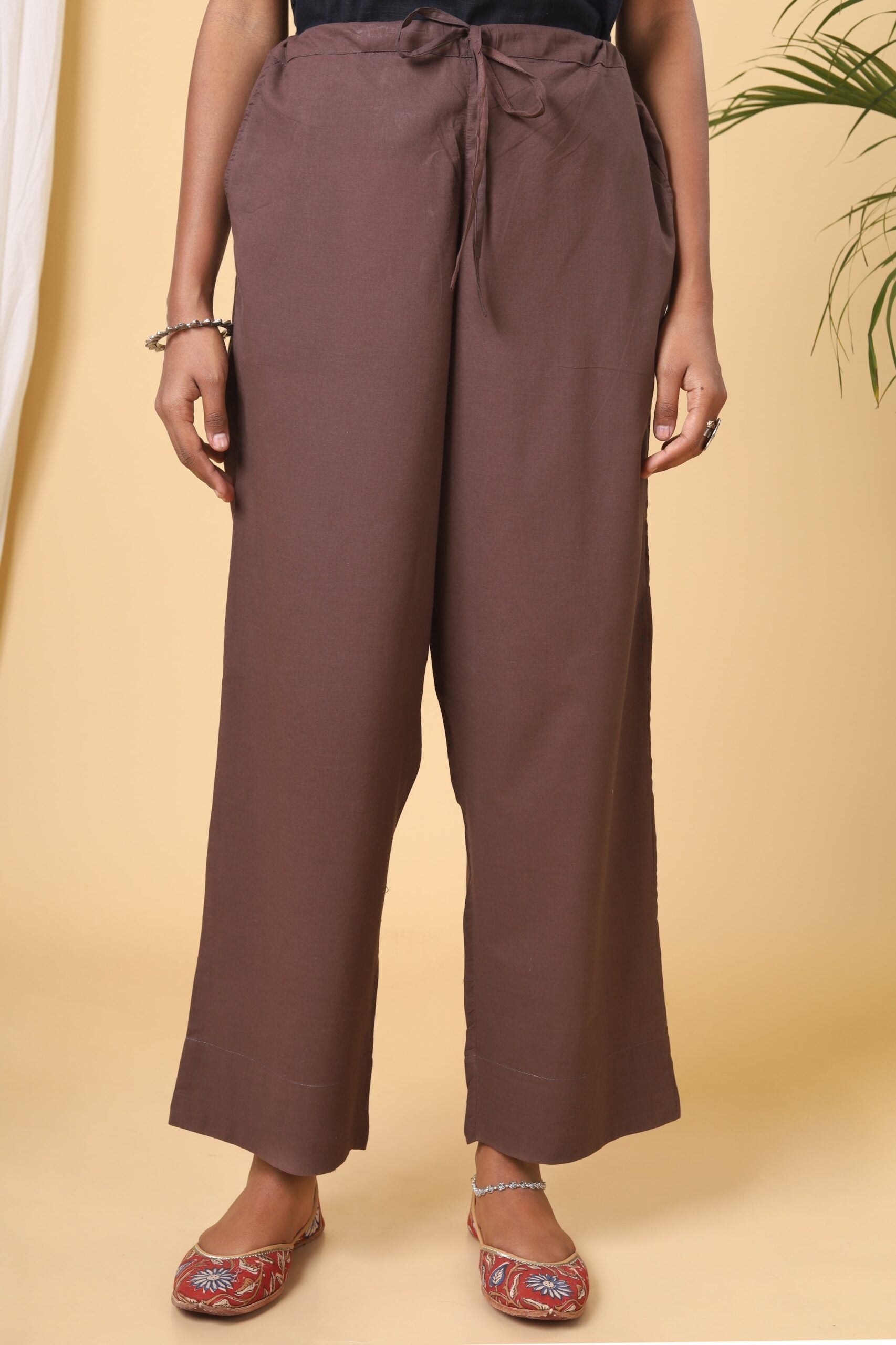 Walnut Brown Cotton Casual Pant