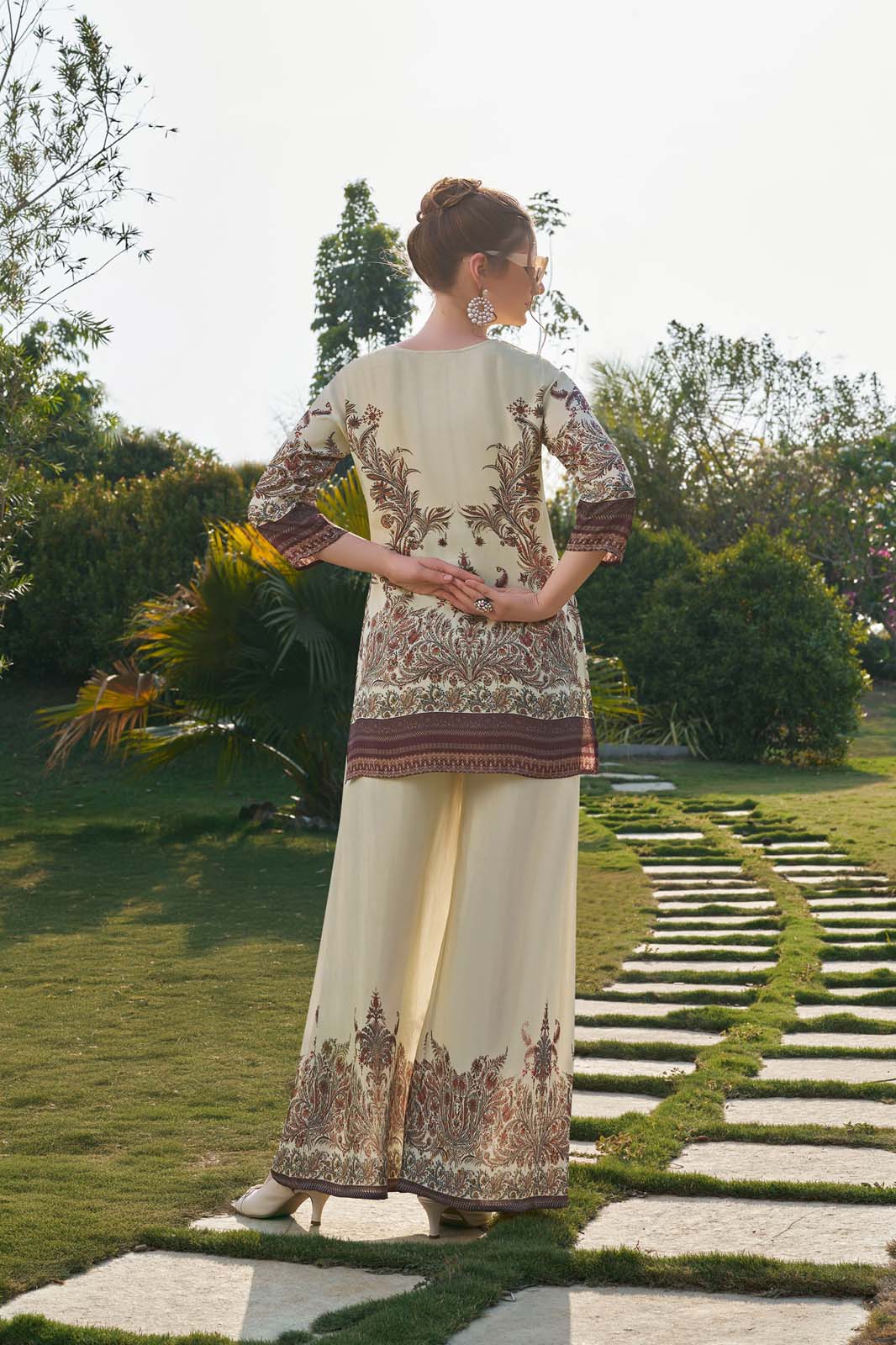 Label Khoj Women's Digital print with hand work Cord Set