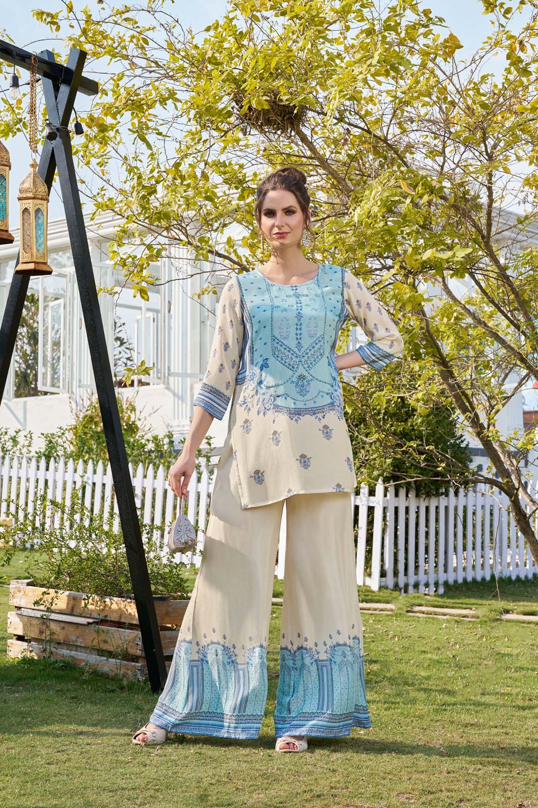 Label Khoj Women's Digital print with hand work Cord Set