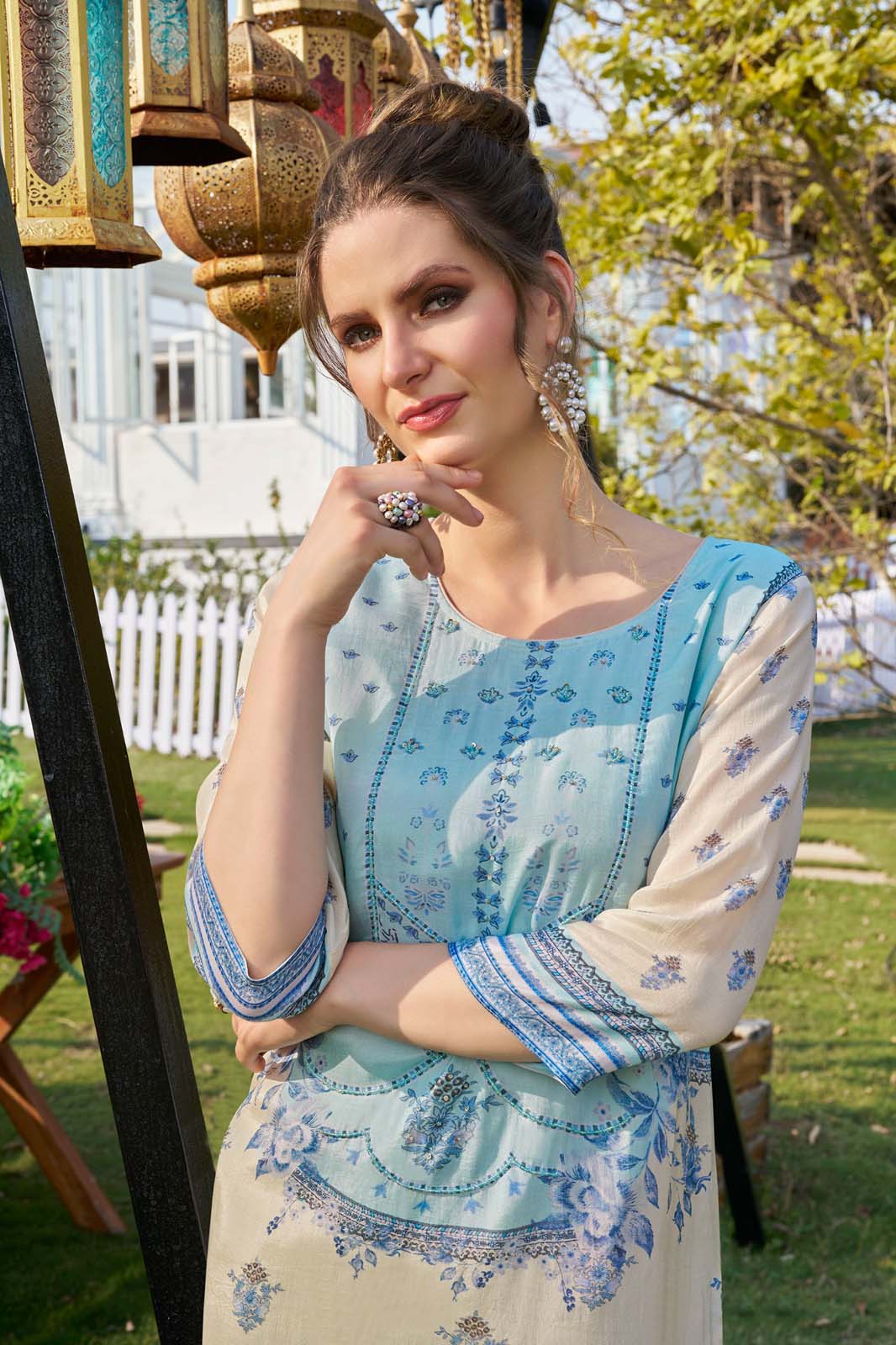 Label Khoj Women's Digital print with hand work Cord Set