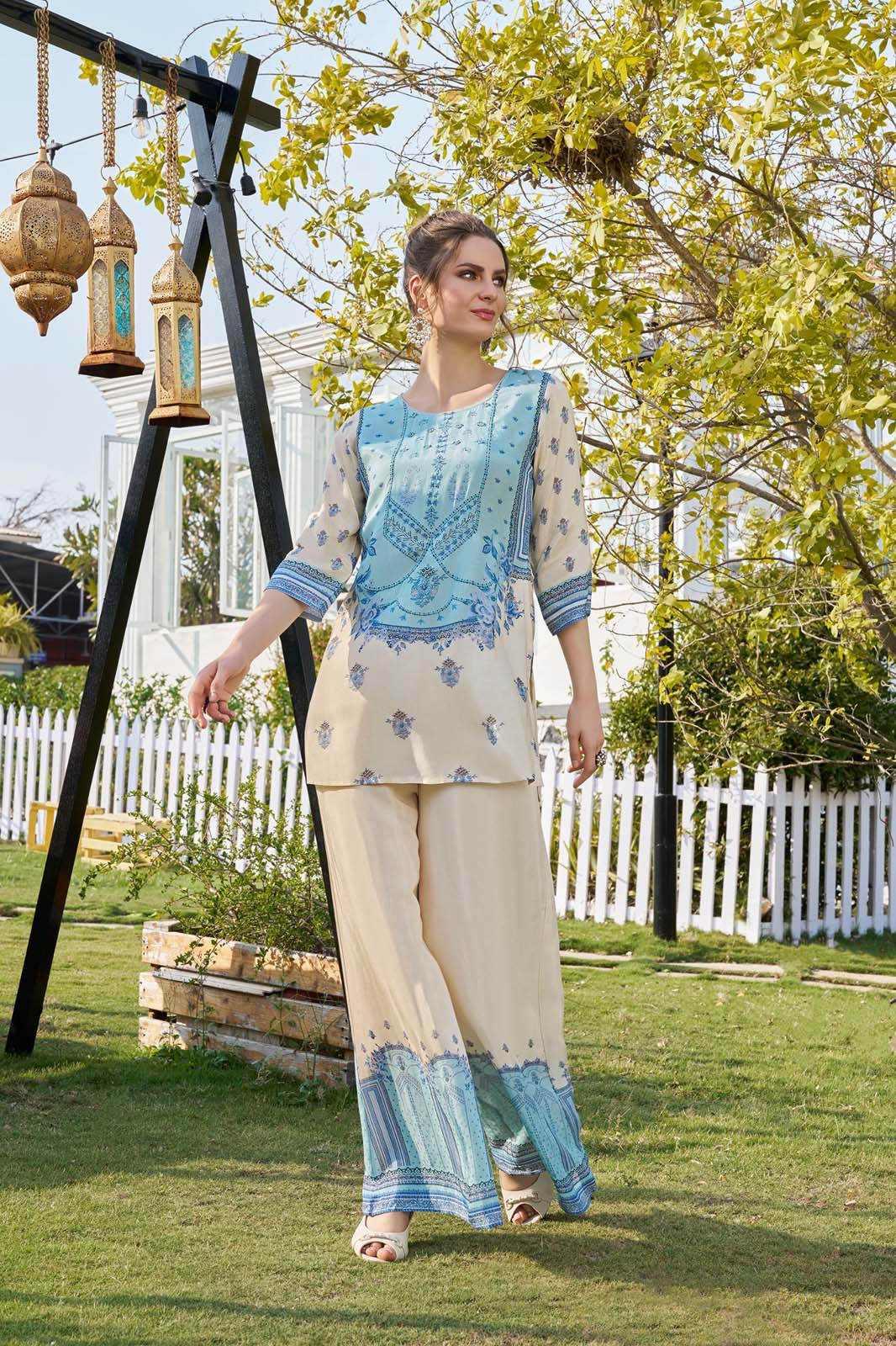 Label Khoj Women's Digital print with hand work Cord Set