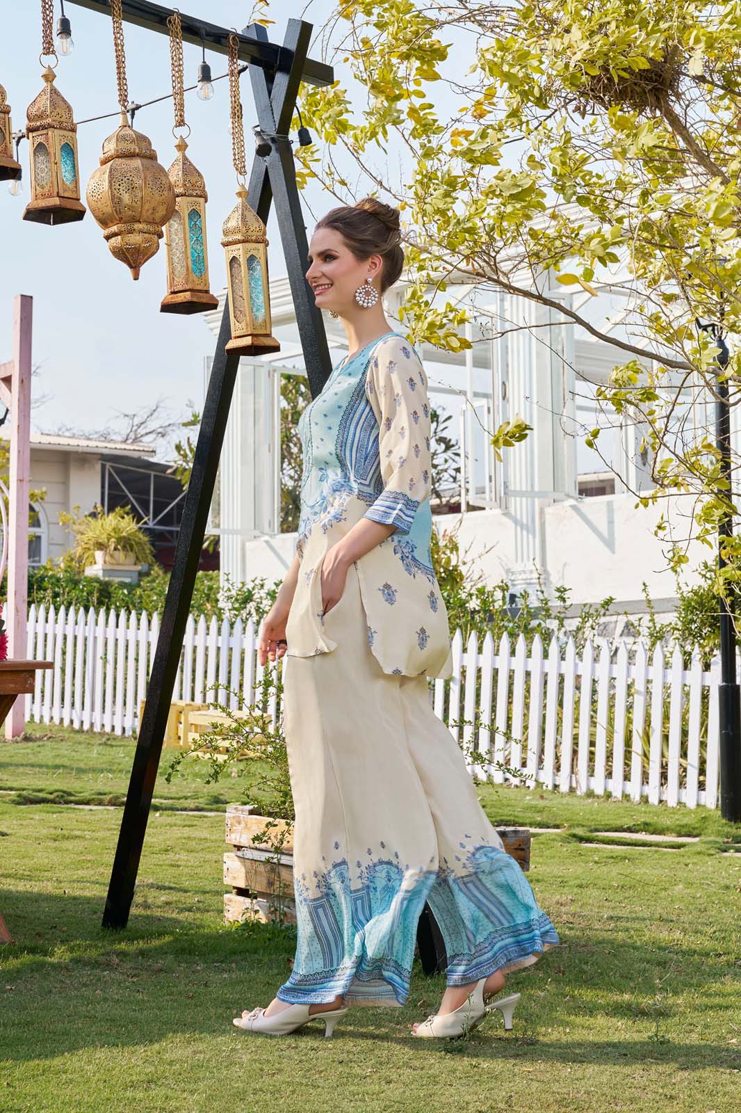 Label Khoj Women's Digital print with hand work Cord Set