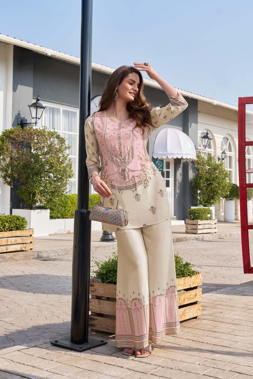 Label Khoj Women's Digital print with hand work Cord Set