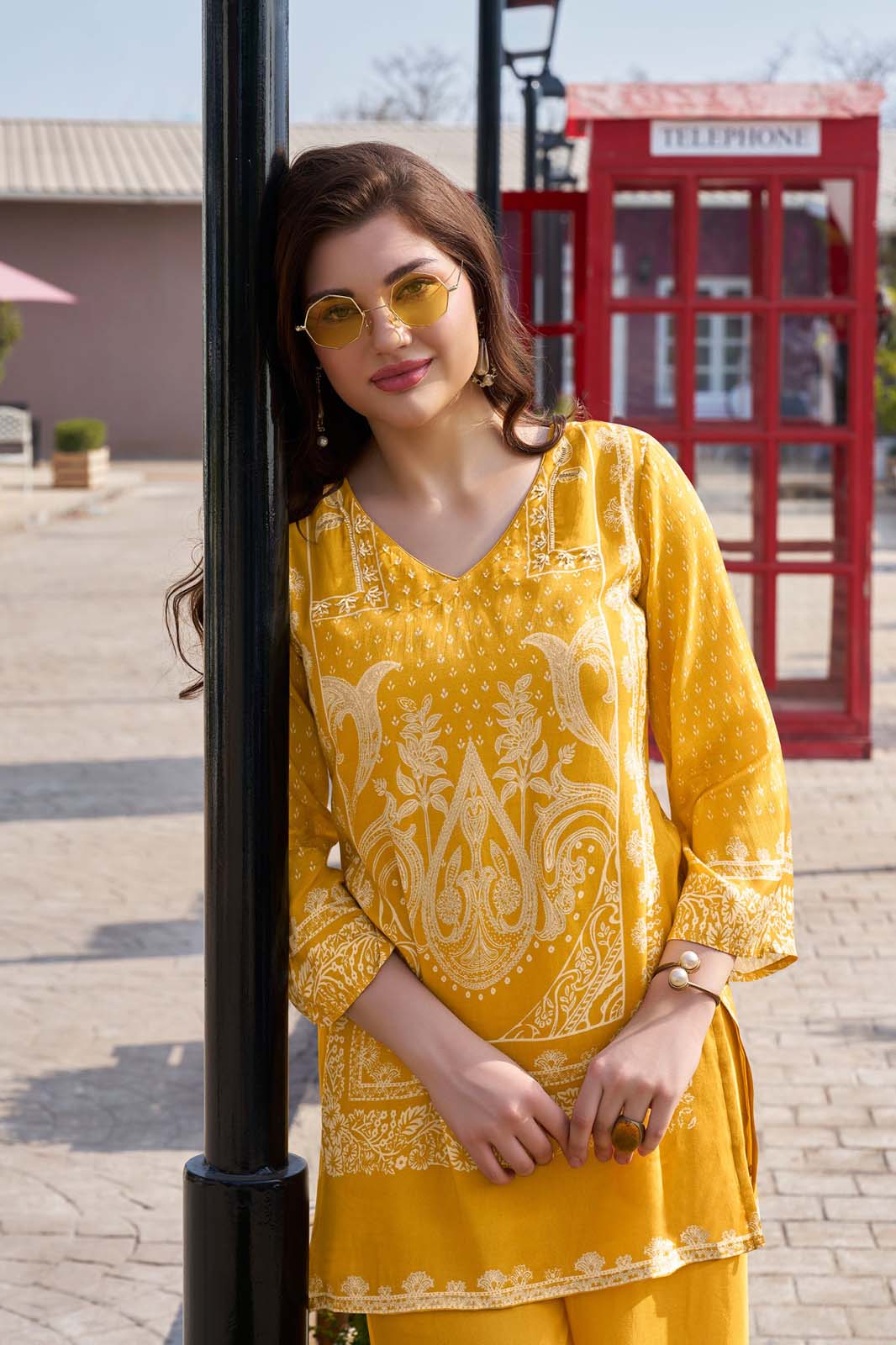 Label Khoj Women's Digital print with hand work Cord Set